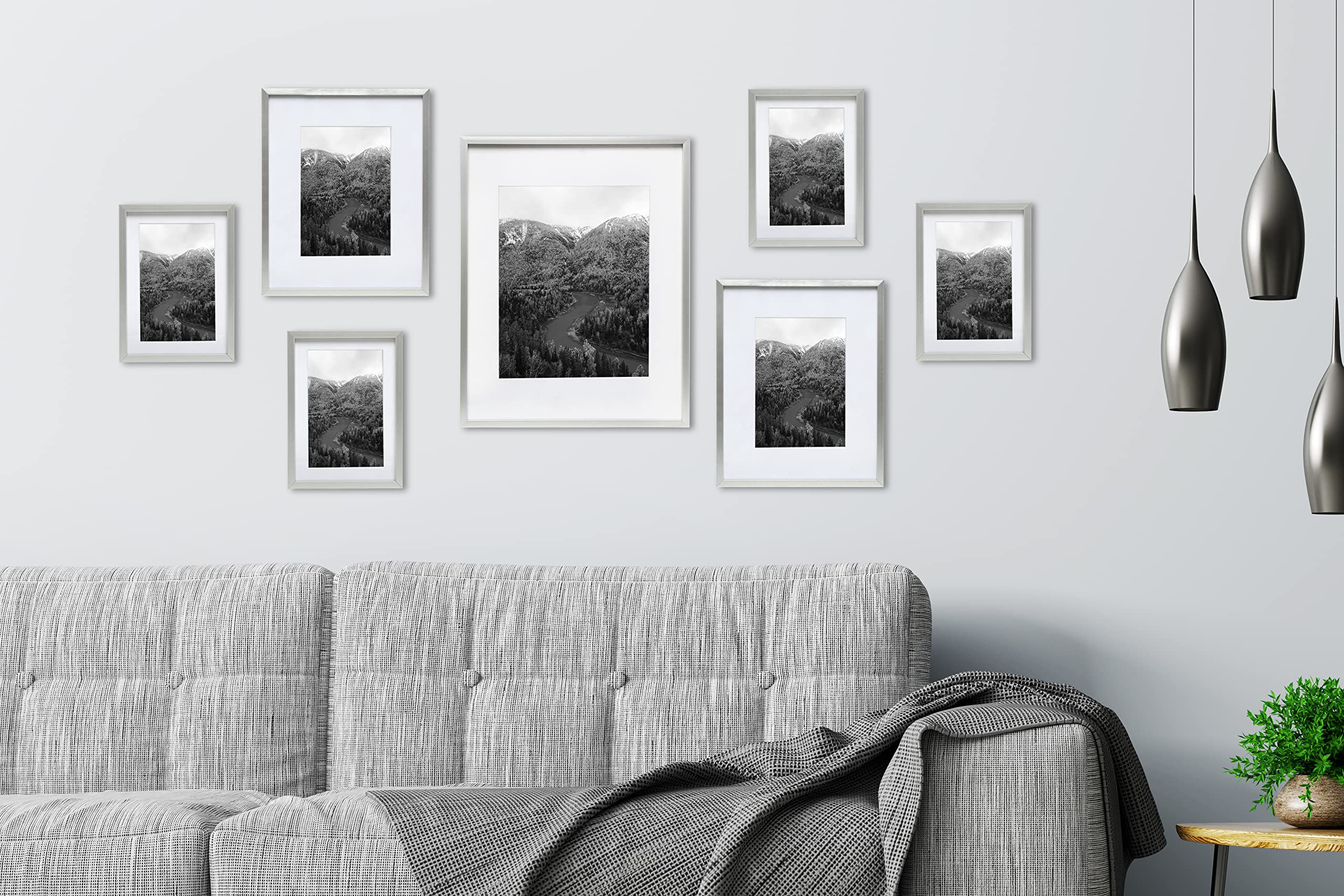 FrameWorks 7-Piece Deluxe Silver Aluminum Contemporary Picture Frames ...