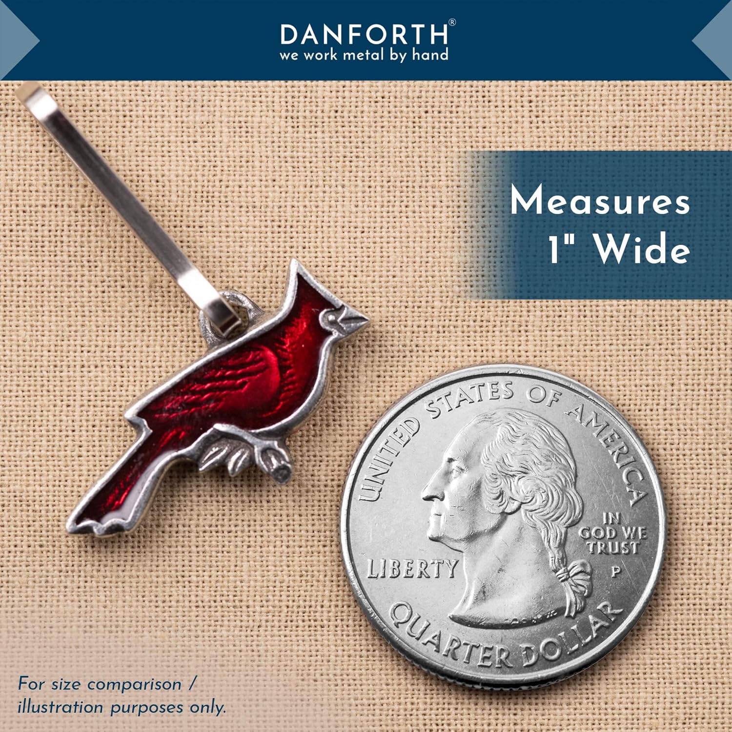 DANFORTH - Cardinal Zipper Pull - Handcrafted Pewter - Red - 1 Inch Wide Charm - Jacket Accessories - Made in the USA - Image 4