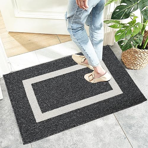 FR28 - Tapete de bienvenida para puerta delantera, tapete para puerta interior, lavable a máquina, antideslizante para puerta, cocina, baño,