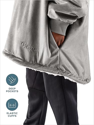 Miniatura 5 de Bare Home Sherpa Fleece Wearable Blanket - Oversized Wearable Blanket Hoodie - Youth Size - Warm & Cozy - Soft Plush Blanket - Comfortable Blanket