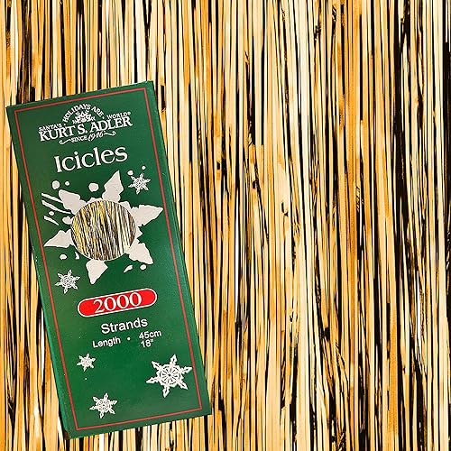 Miniatura 3 de Kurt Adler - Guirnalda de carámbanos de oropel dorado, 2000, 18 pulgadas, por paquete