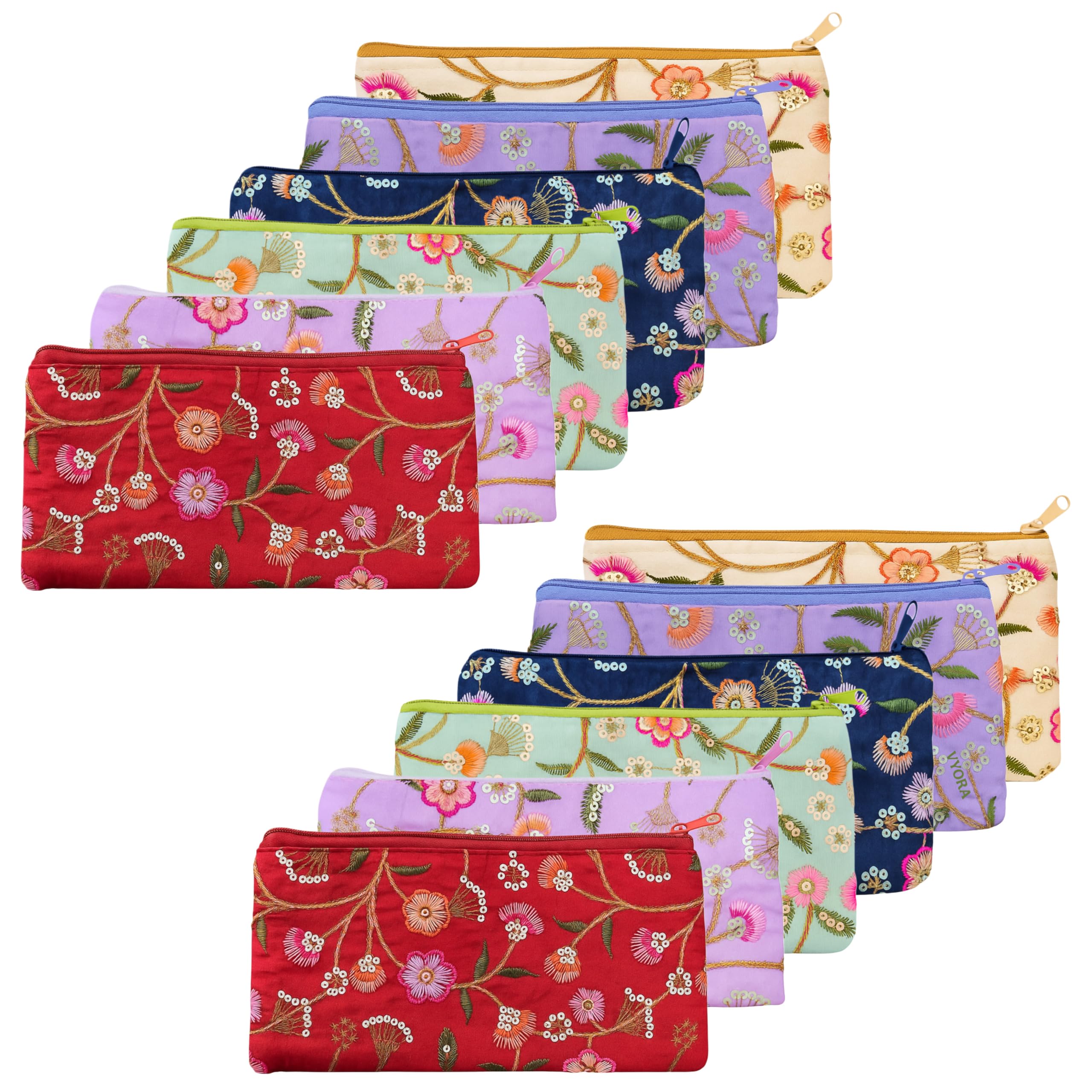 Pack of 12 Embroidery Pouch Potli Bags for Return Gifts Makeup Pouch Hand Purse for Gifting Cosmetic Bag for Women Makeup Bag-picture-38