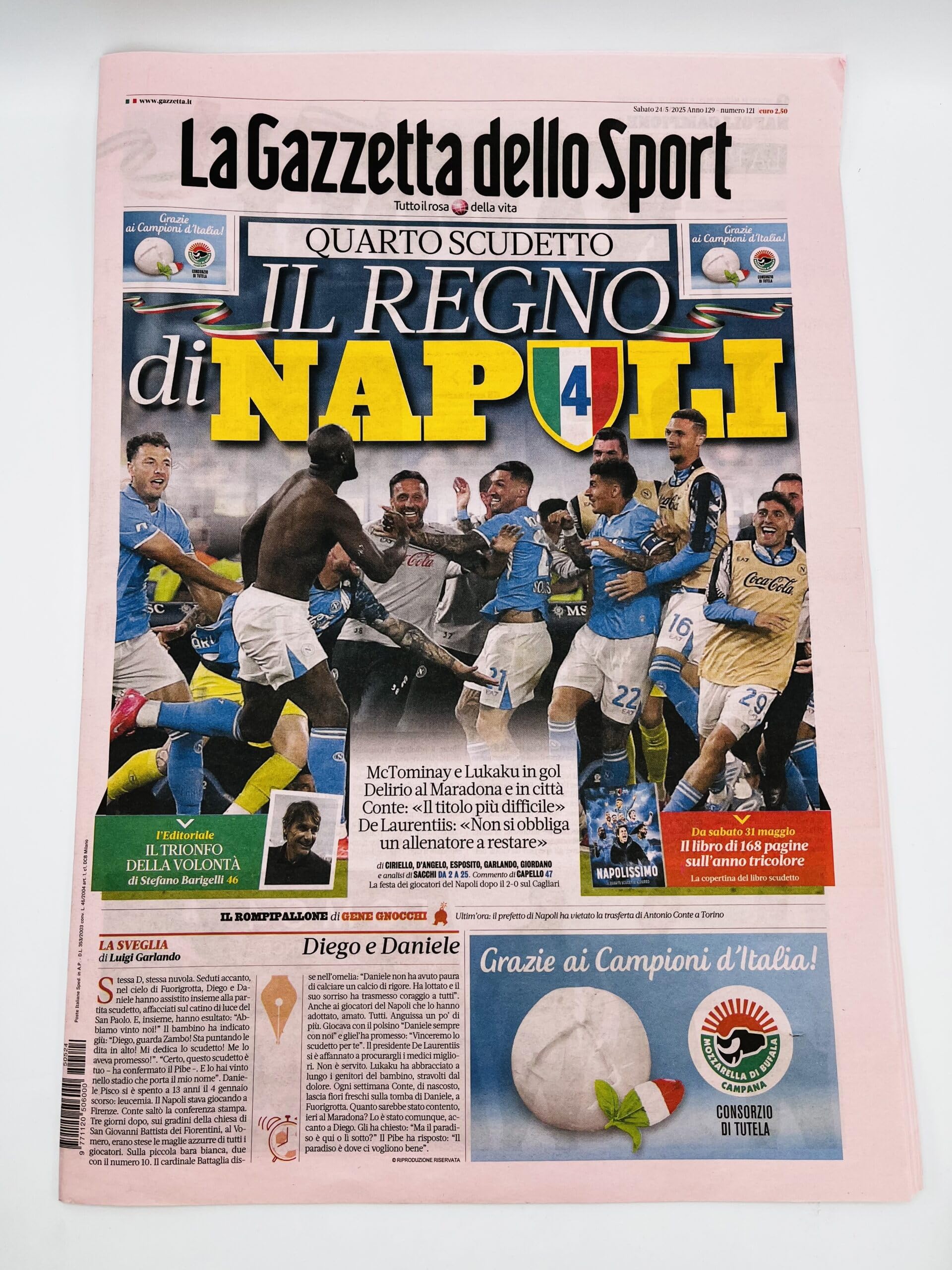 La Gazzetta dello Sport 24 Maggio 2025 Il Regno di Napoli Quarto Scudetto