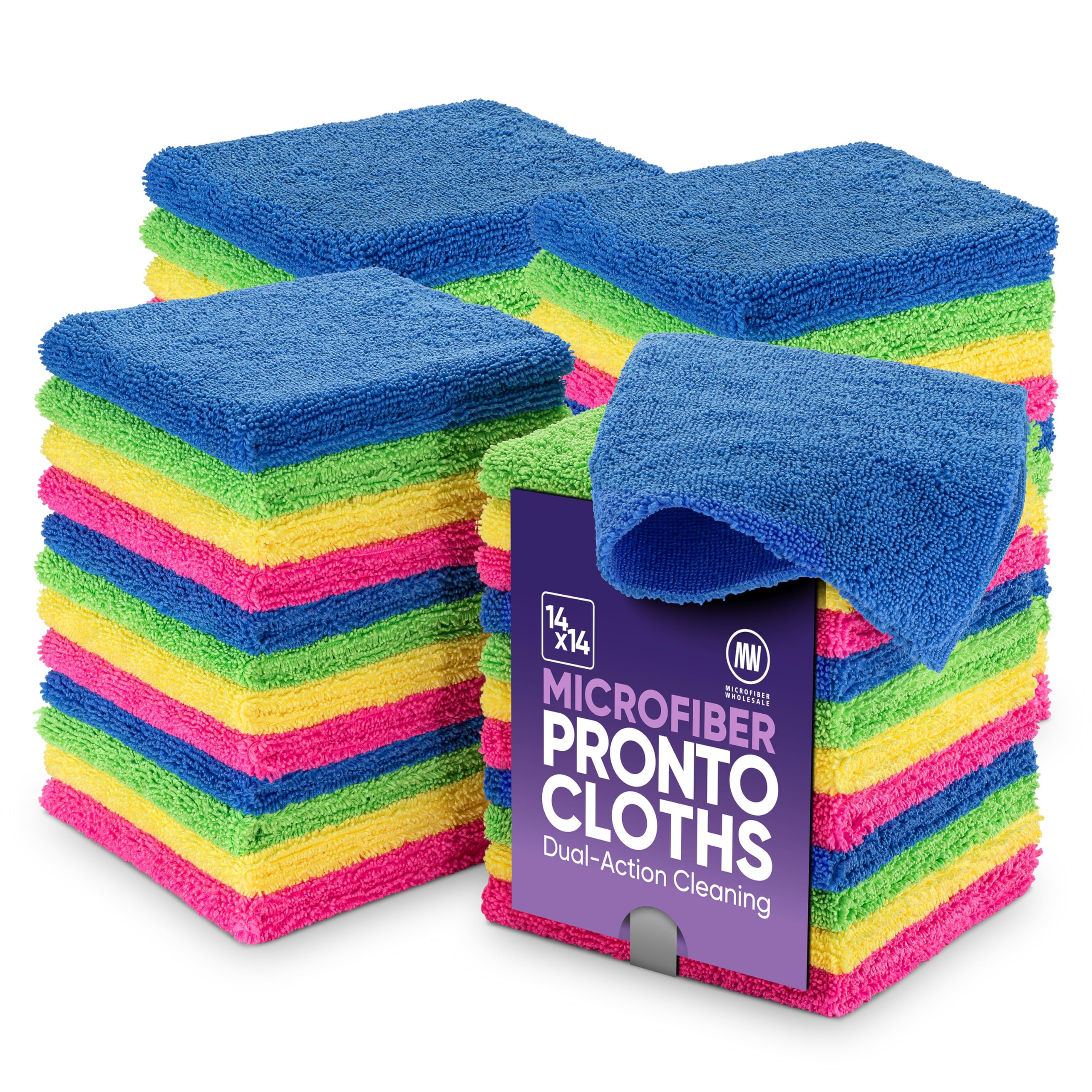 Microfiber Wholesale Pronto Towels Microfiber Towels Cloths for Dusting Scrubbing Cleaning - Dual Sided Soft Plush Mesh Scrub