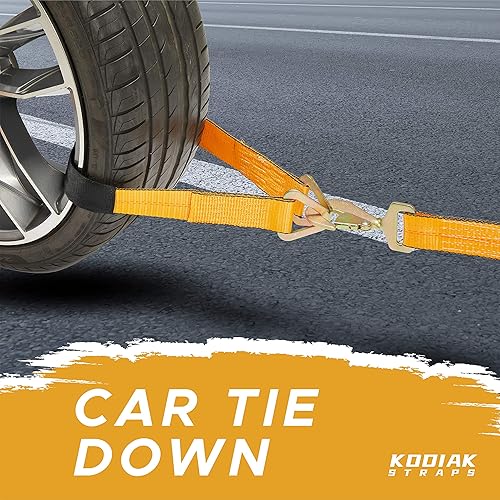 Miniatura 6 de KODIAK STRAPS Kit de correas ajustables para neumáticos de vehículos 4 correas de neumáticos resistentes con ganchos de presión de 10,000 libras.