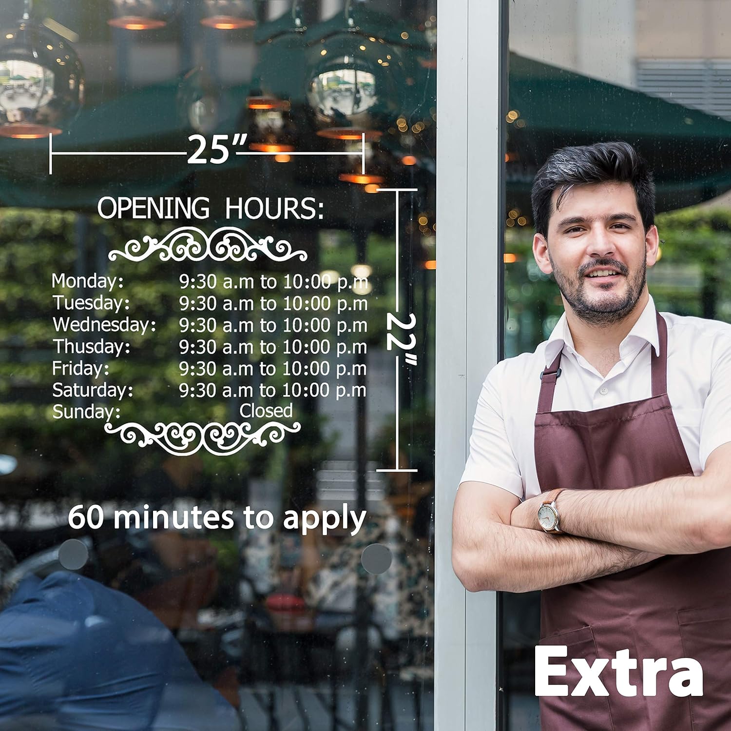 LOKAUS Professional Business Hours Sign Sticker Kit, Large Size Do It Yourself Hours Sign for Business, No Background Hour Customisable White Glass Window Sticker for Operation Sign, Outside Store Hours Vinyl Window Stickers. : Office Products