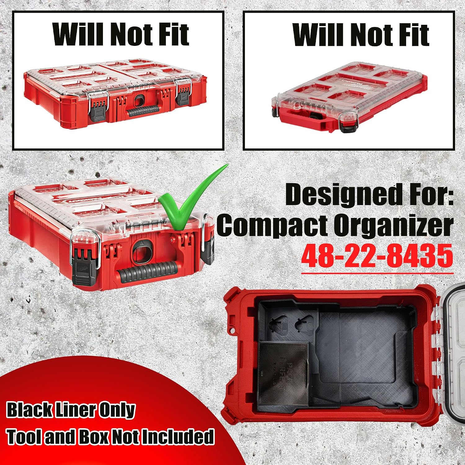 Custom M12 Crown Stapler Liner for Packout Compact Tool Box – Precision Storage for Milwaukee M12 Crown Stapler, Batteries, and thousands of staples (Fits Packout Compact Organizer)