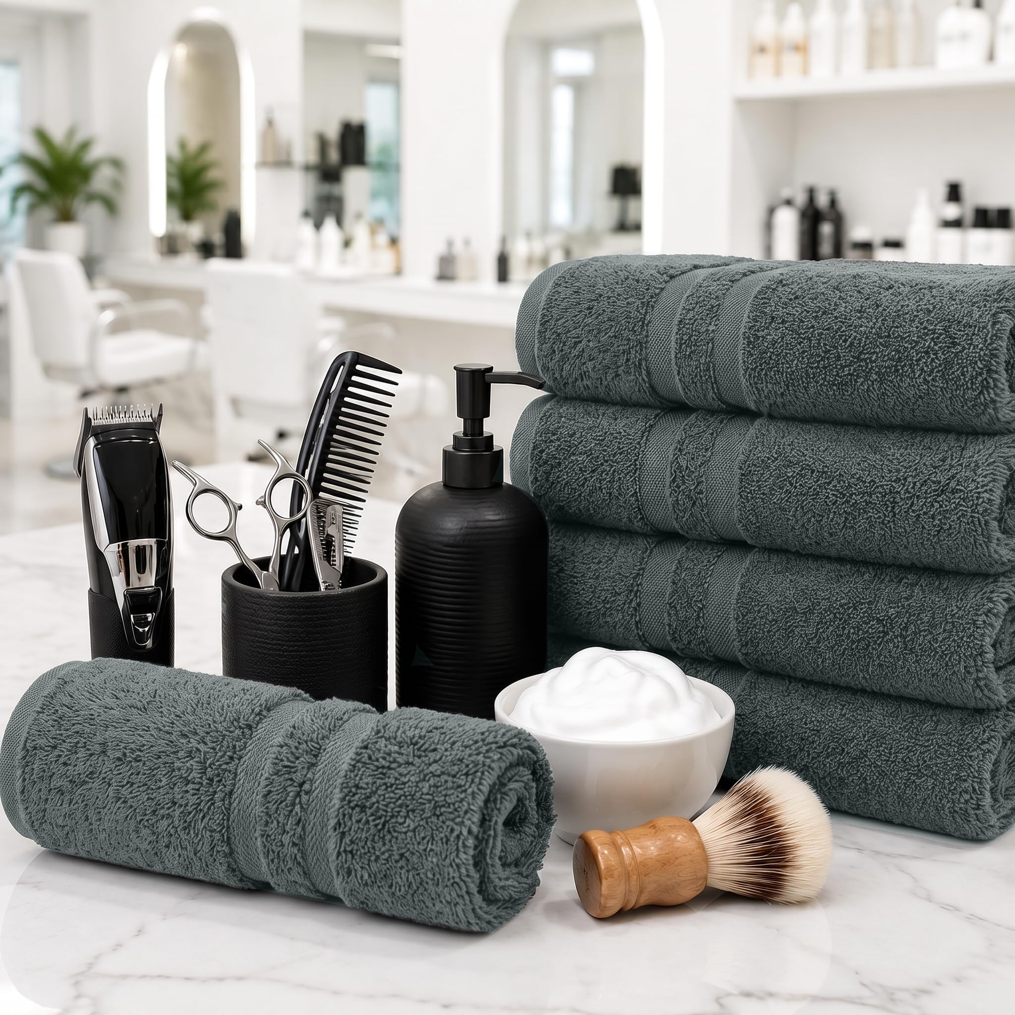 DAN RIVER Juego de 24 toallas de salón, ultra suaves, 100% algodón, paño de secado facial y de pelo a granel multiusos para gimnasio, maquillaje, spa, hogar, toalla de mano gris, paños reutilizables