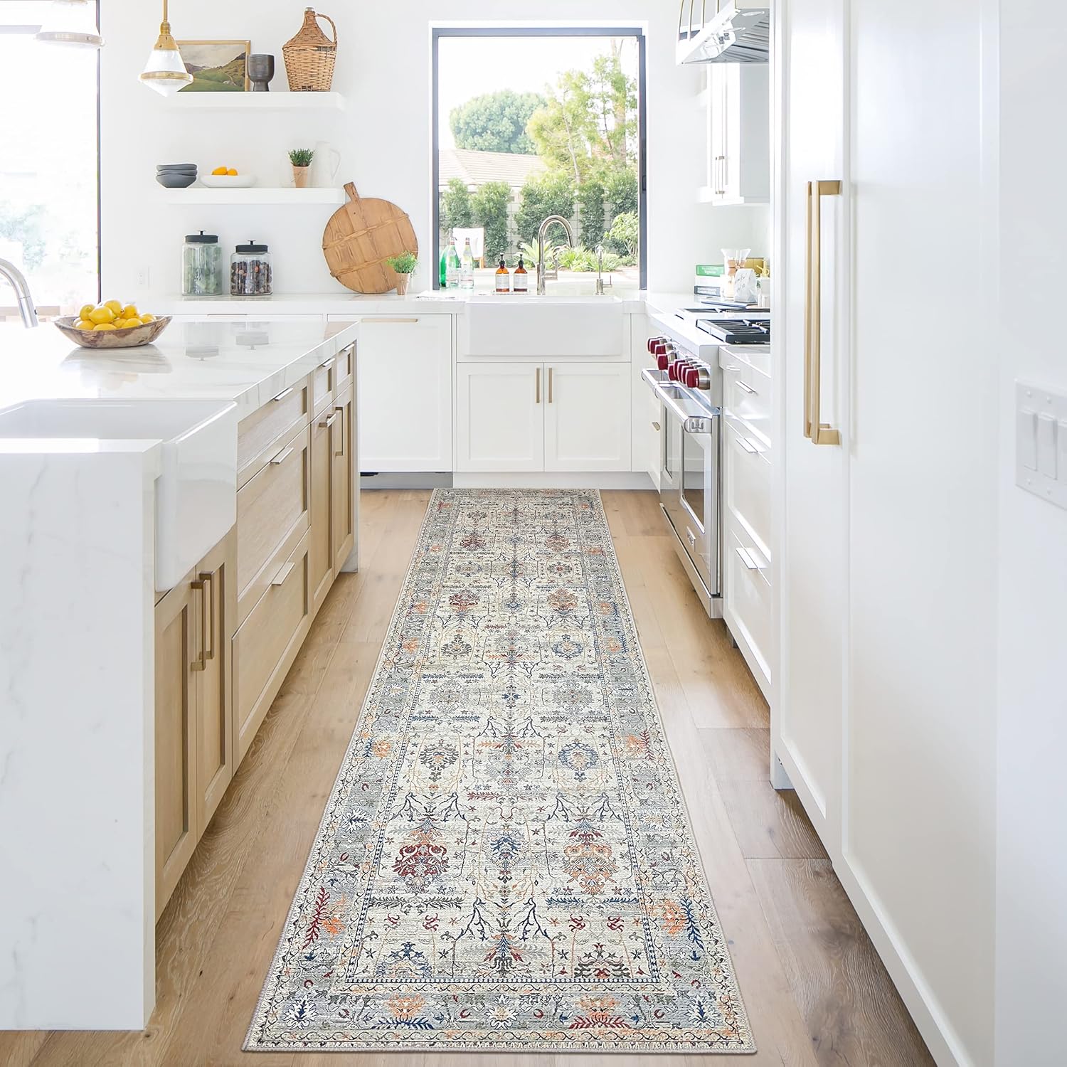 KOZYFLY 2x8 NonSlip Washable Runner Rug Vintage Print