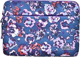حافظة جيب رفيعة من القماش تحتوي على جيب رئيسي وأمامي بسوستة بتصميم مطبوع ومقبض قوي متوافق مع أجهزة اللاب توب المختلفة مقاس 15.6 بوصة من ايليت - متعددة الألوان