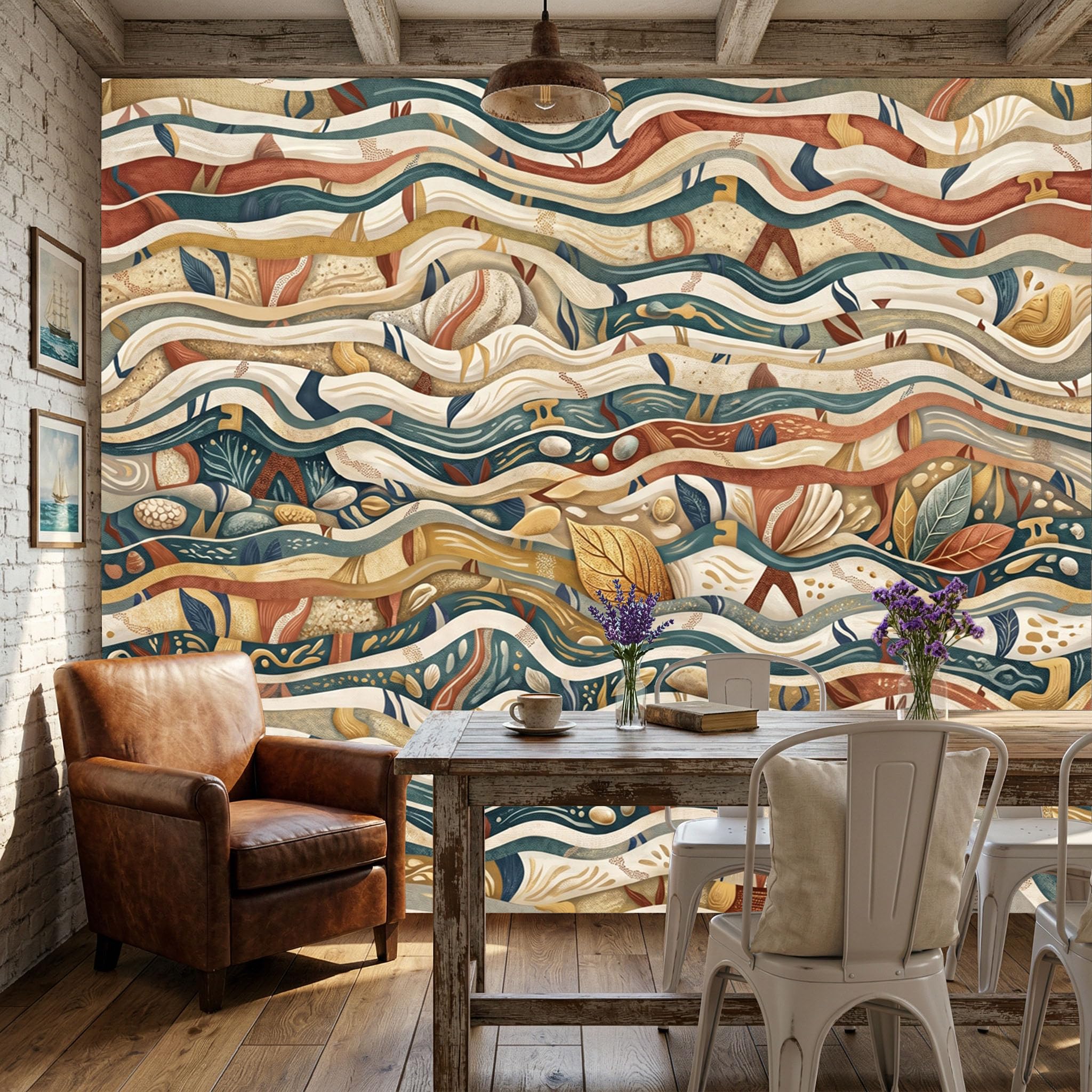 Vlies Fototapete Mosaikmuster böhmische mediterrane Ästhetik 250x175cm - Fototapeten - Tapeten - für Wohnzimmer Schlafzimmer - Vliestapete Wandtapete Tapete 3D Effekt- Tapetenkleister erforderlich