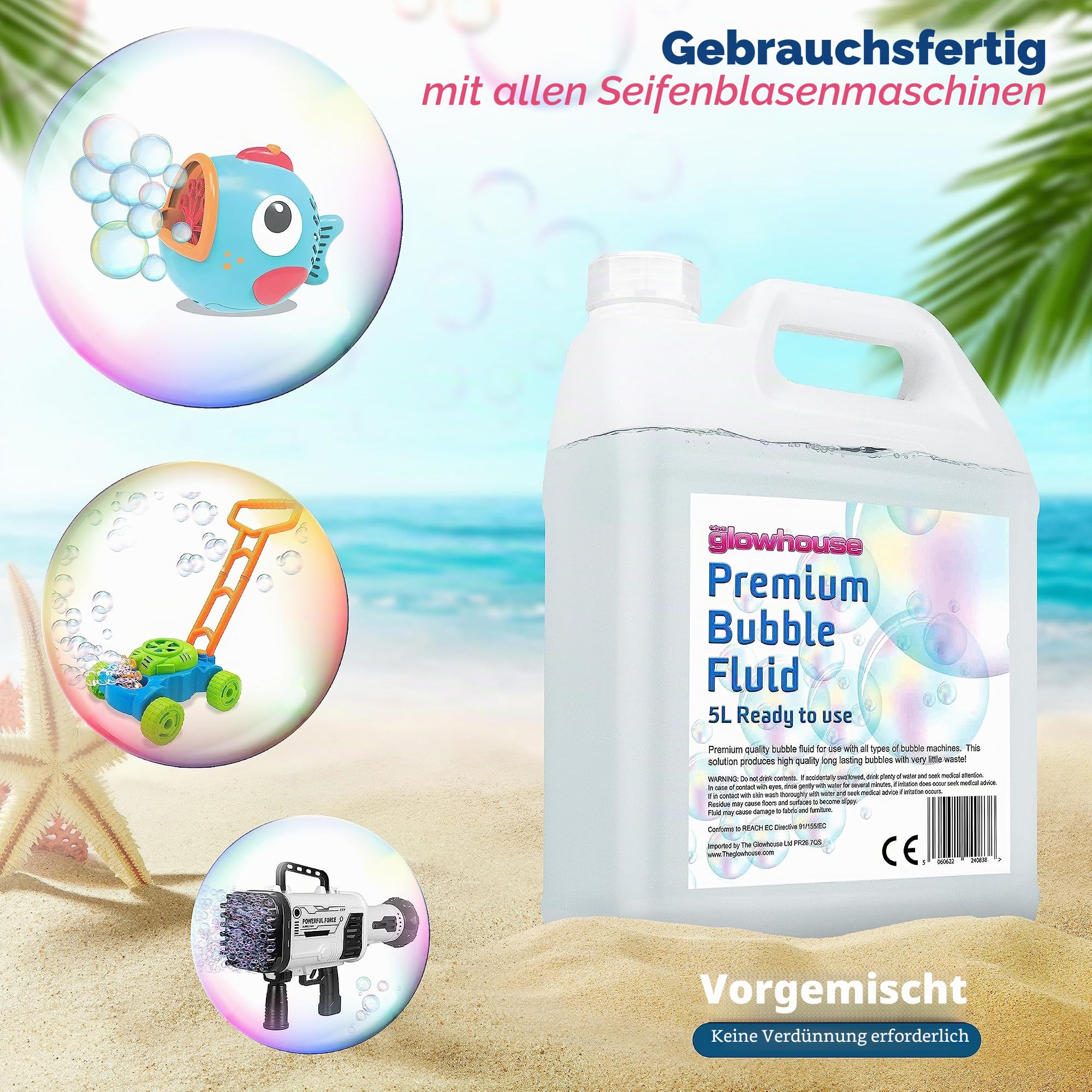 Premium Qualität 5 Liter Seifenblasenflüssigkeit für Kids - Bubble Solution für Bubble Machine und Mix