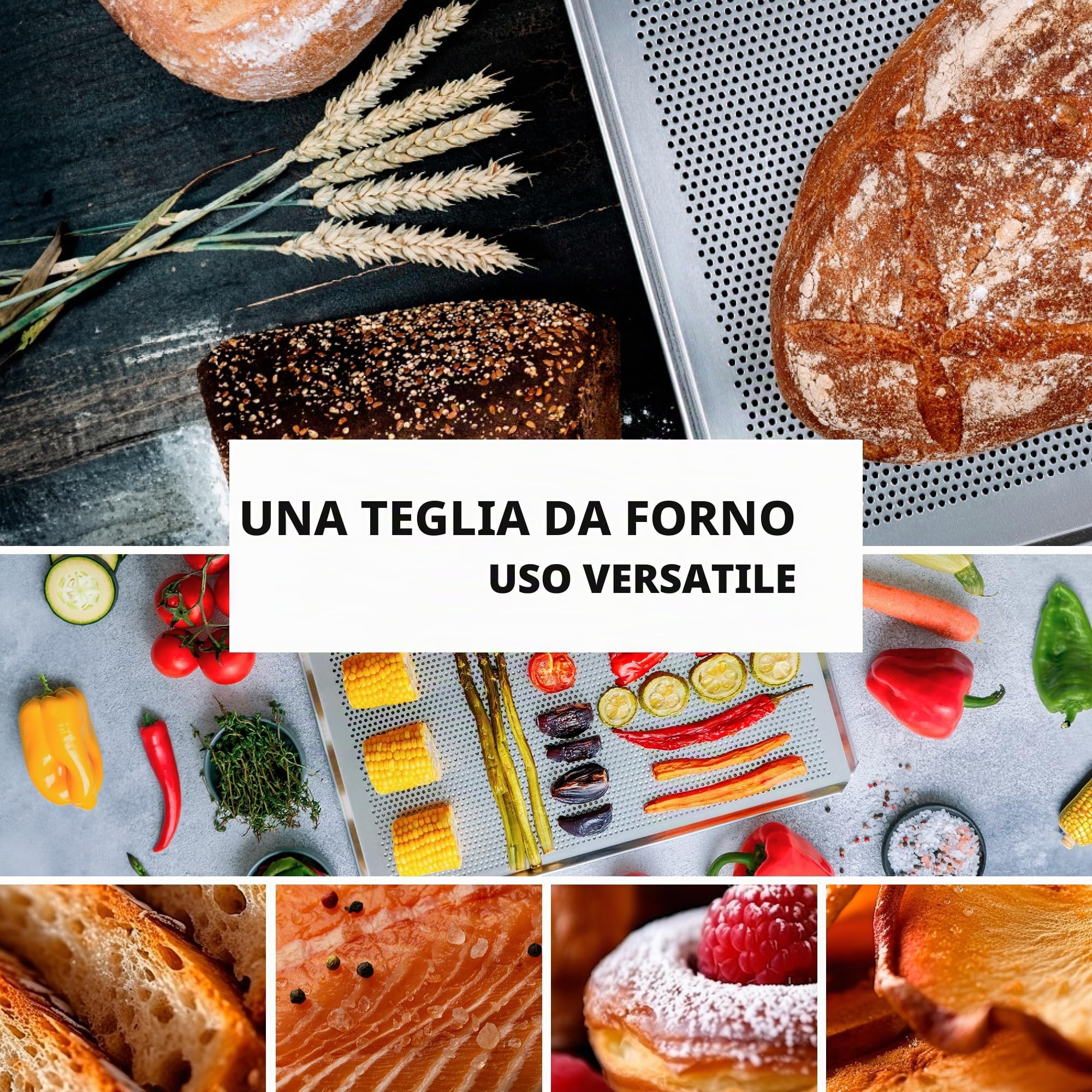 Teglia forata da forno (3 pezzi) 60 x 40 cm teglia per pizza Compatibile/sostitutivo per WIESHEU ELOMA MIWE