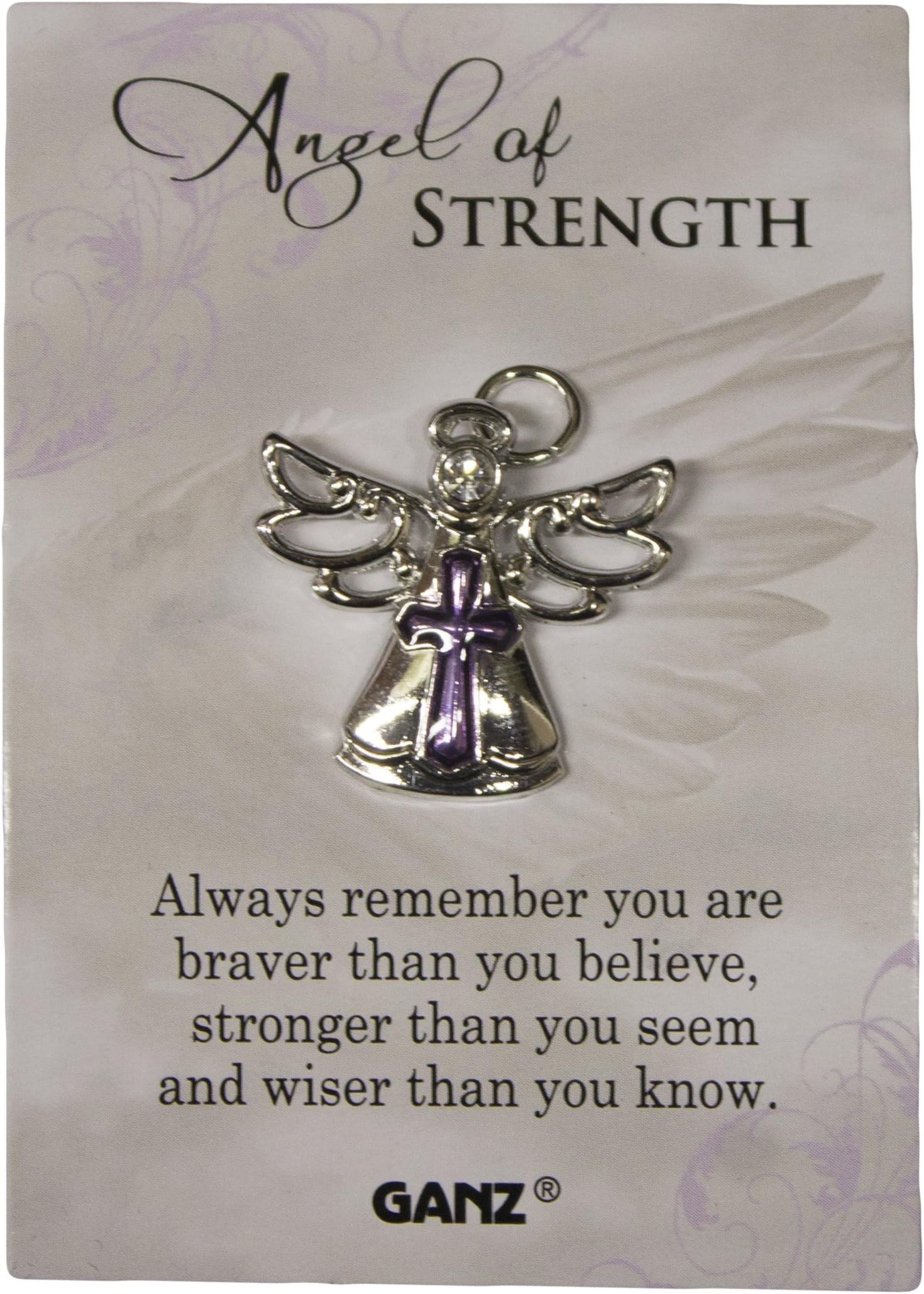 Ganz Pin - Angel of Strength "Always remember you are braver than you believe, stronger than you seem and wiser than you know.", Multicolor, One Size