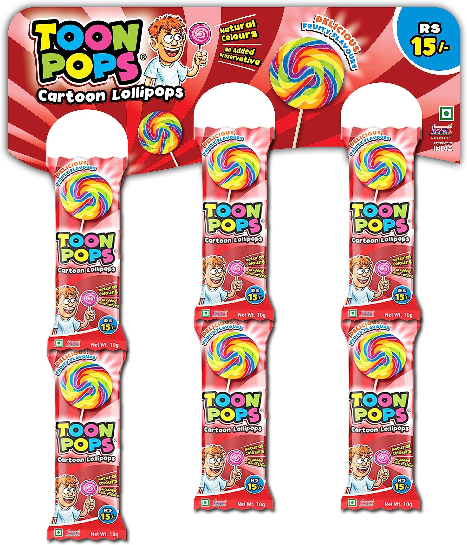 Toonpops Round Swirl Lollipops Candy (36 pcs) | Taste of Assorted Fruit Flavor Lollipop | Handmade, Pure Vegetarian With Edible Colors | No Added Preservatives | Candee for Kids