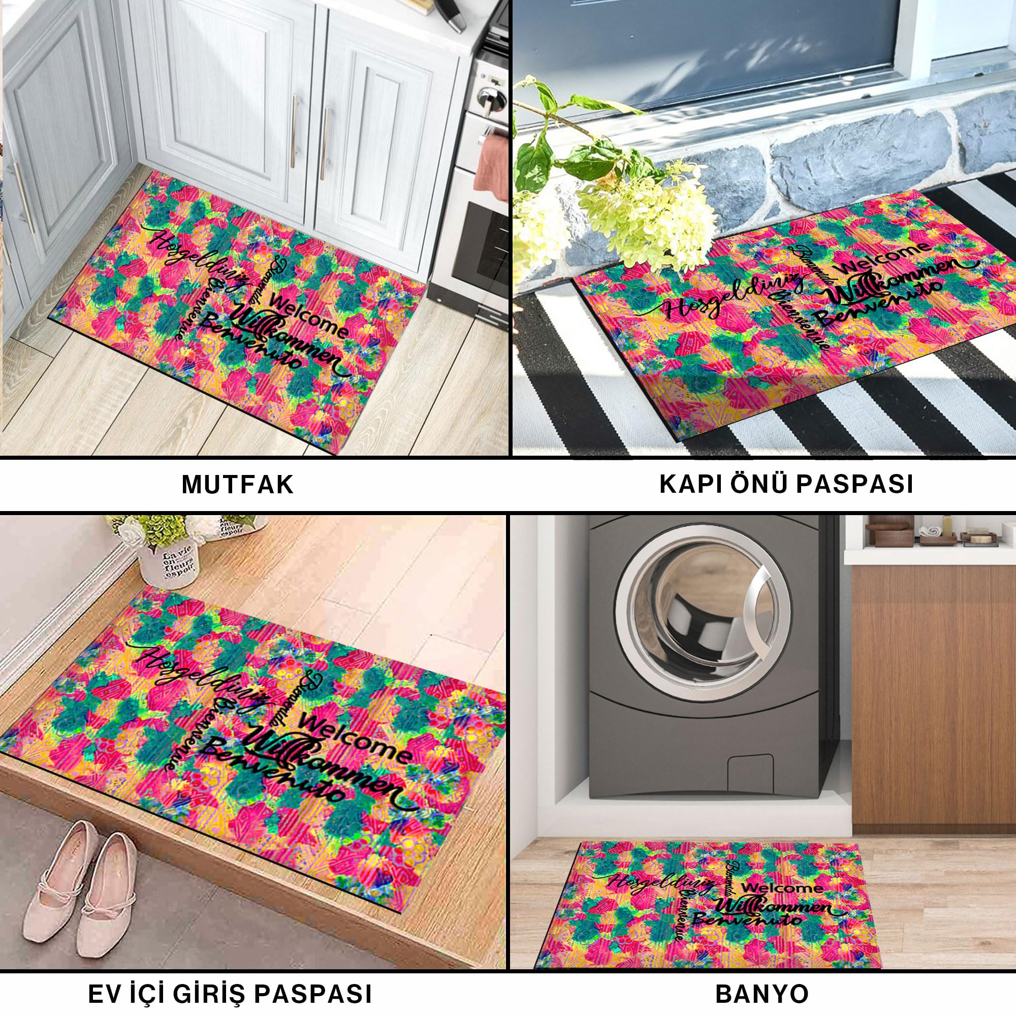 Monnhein Kapı Önü Paspası - Modern ve Şık Kapı Paspası | Ev, Ofis ve Dış Mekân Kullanımı İçin (Dünya Kapısı) 45x65