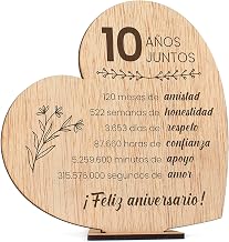 CONTRAXT Wooden Heart with Spanish Text for 10th Anniversary
