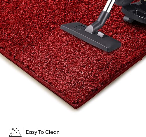Miniatura 6 de Alfombra moderna de felpa de color rojo liso, para interiores y exteriores, ideal para niños, mascotas, eventos, sala de estar, fabricada en Estados