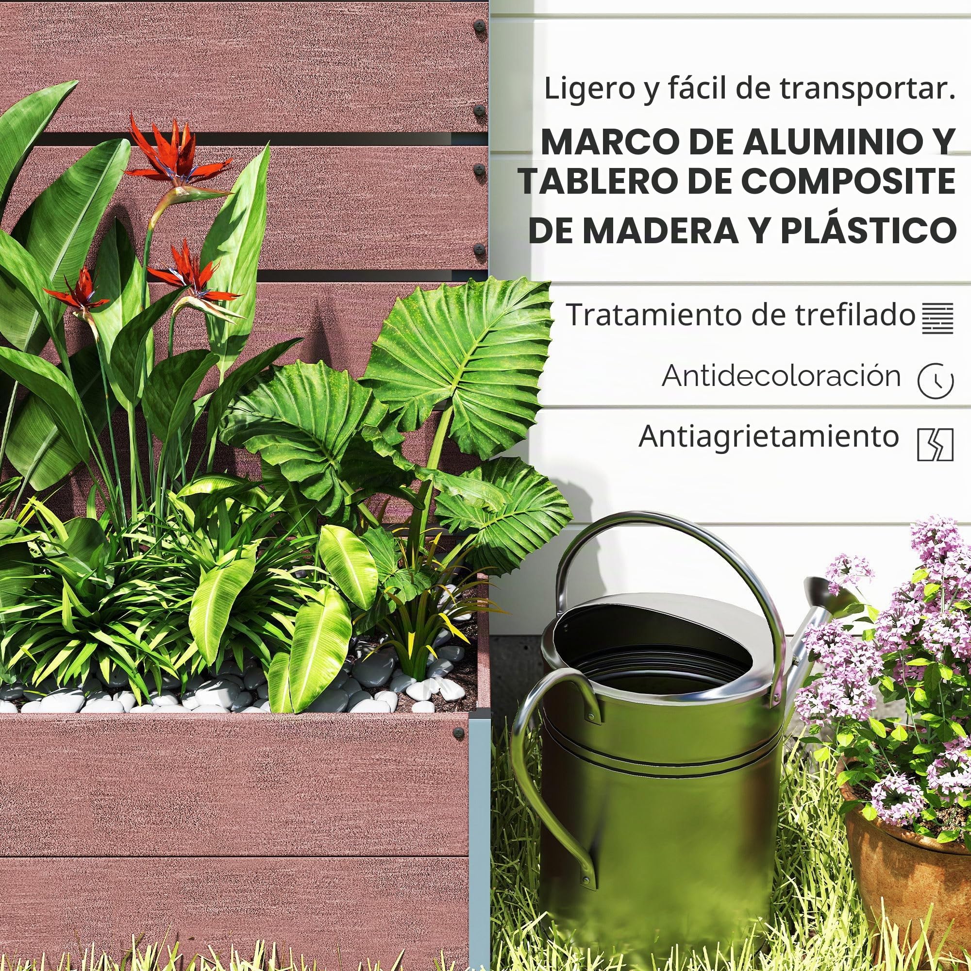 Outsunny Jardinera con Enrejado, Macetero 72x38x150cm, marrón Claro