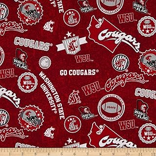 SYKEL ENTERPRISES 0669510 NCAA Washington Cougars Home State Red/Black/White/Gray Fabric Stoff, Textil, Rot/Schwarz/Weiß/G...