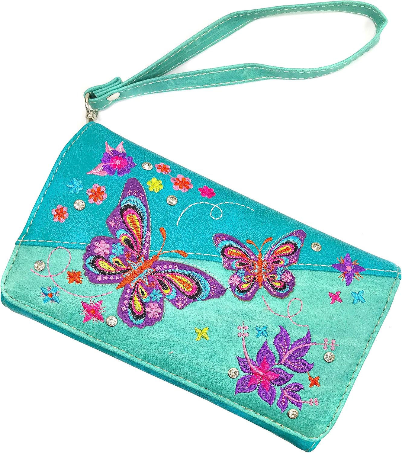 Zelris Butterfly Flower Season Embroidery Women Conceal Carry Handbag Wallet Set