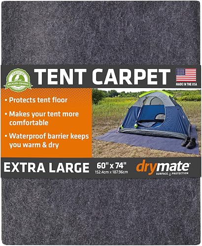Drymate Tent Carpet Mat, Protective Waterproof Liner Keeps You Warm & Dry, Camping Floor Rug Accessory (60' x 74'), Dura