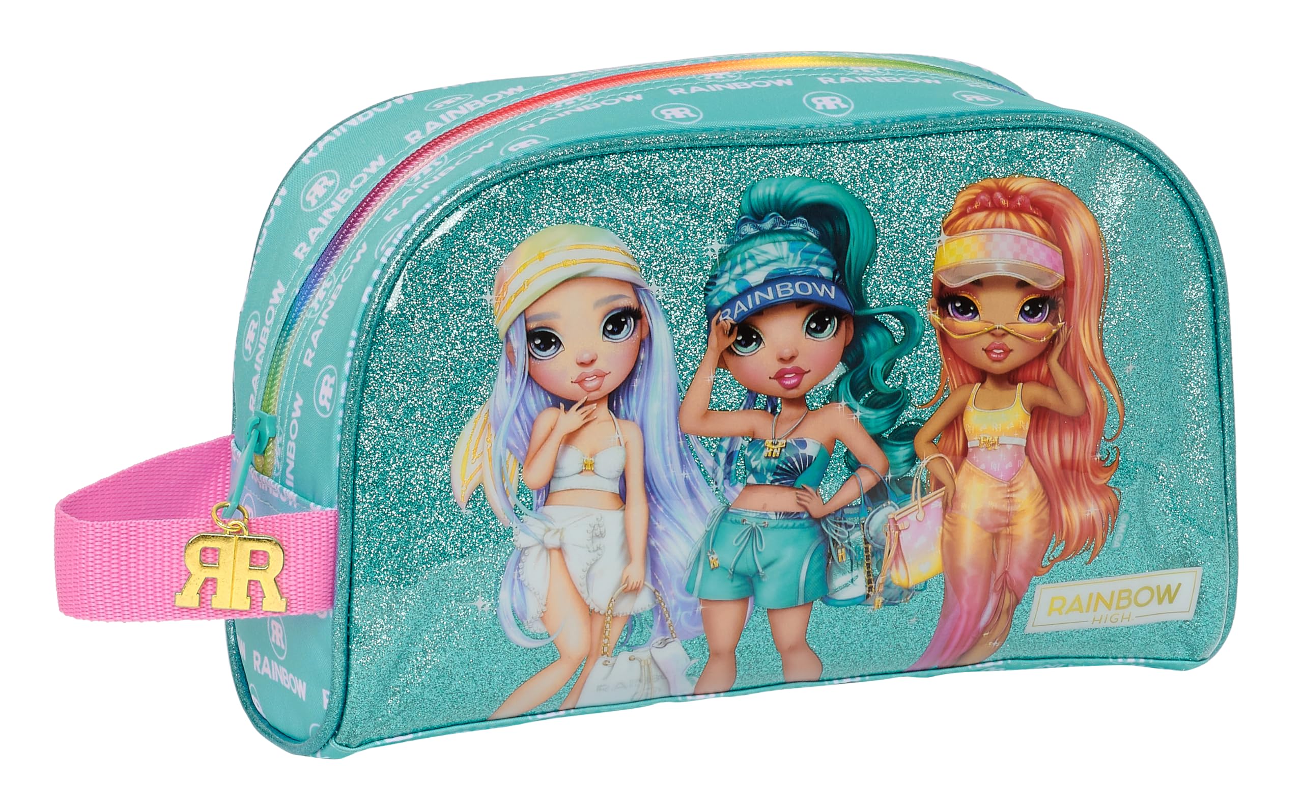 Safta Rainbow High Paradise - Neceser Grande Niño, Neceser Infantil, Adaptable a Carro, Ideal para Niños de 5 a 14 Años, Cómodo y Versátil, Calidad y Resistencia, 26x16x9 cm, Color Azul Turquesa
