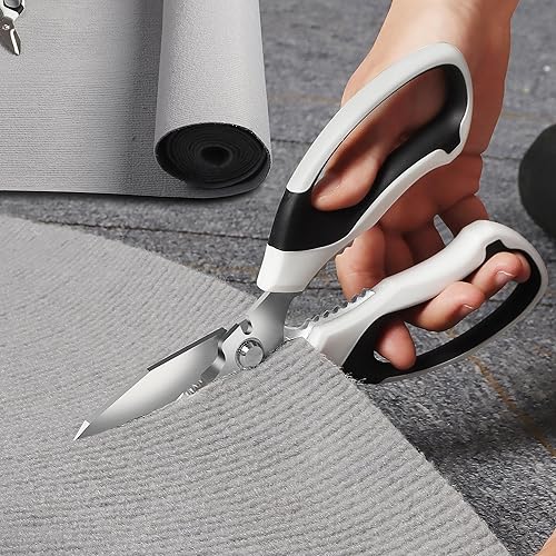 Miniatura 9 de Tijeras de utilidad resistentes multiusos de 8 pulgadas, tijeras afiladas multiusos, resistentes, tijeras de alfombra, cartón de fácil corte,