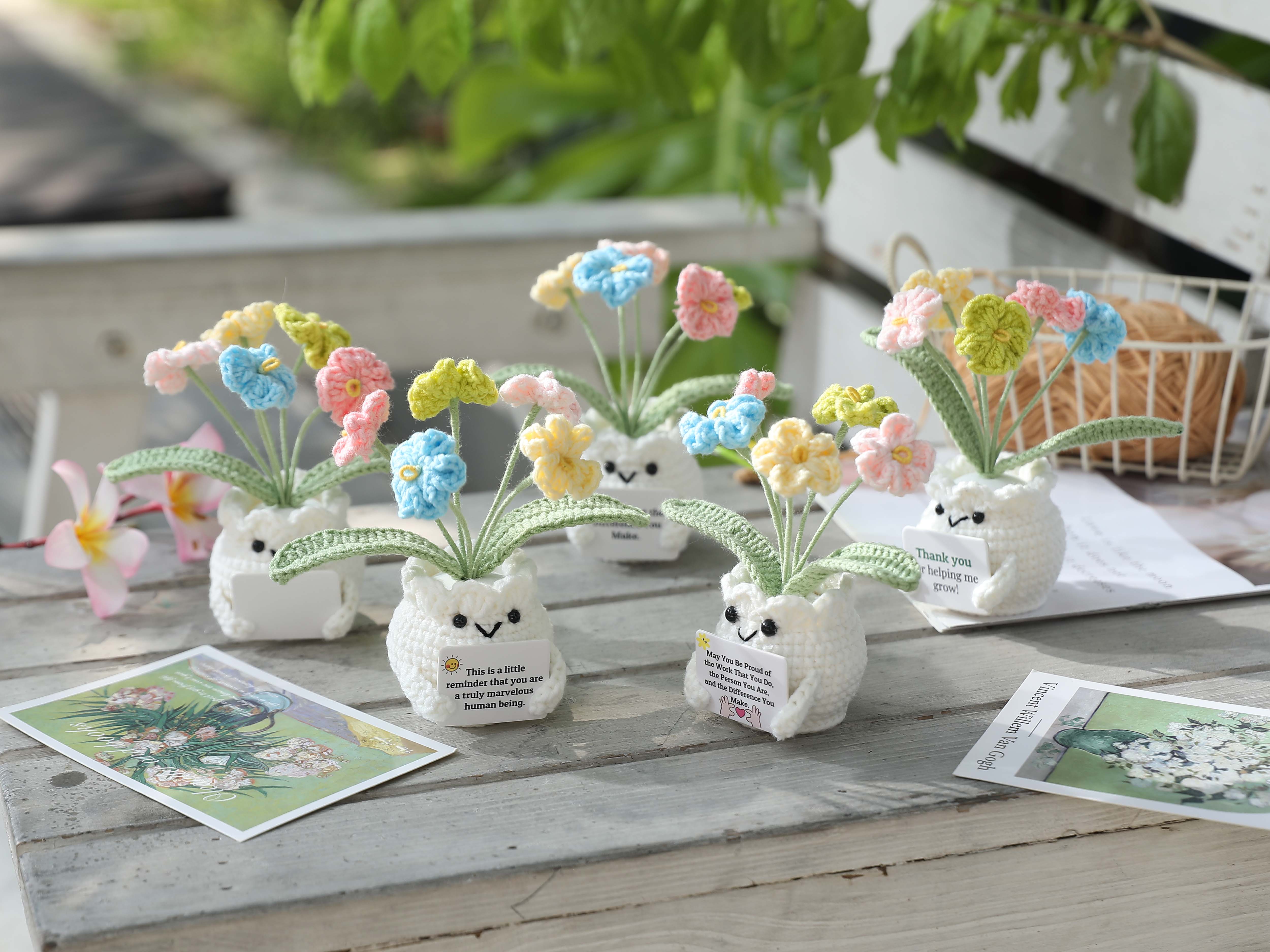 Amazon.com: YOOJEE Forget-Me-Not Crochet Flower Potted Plant Gift