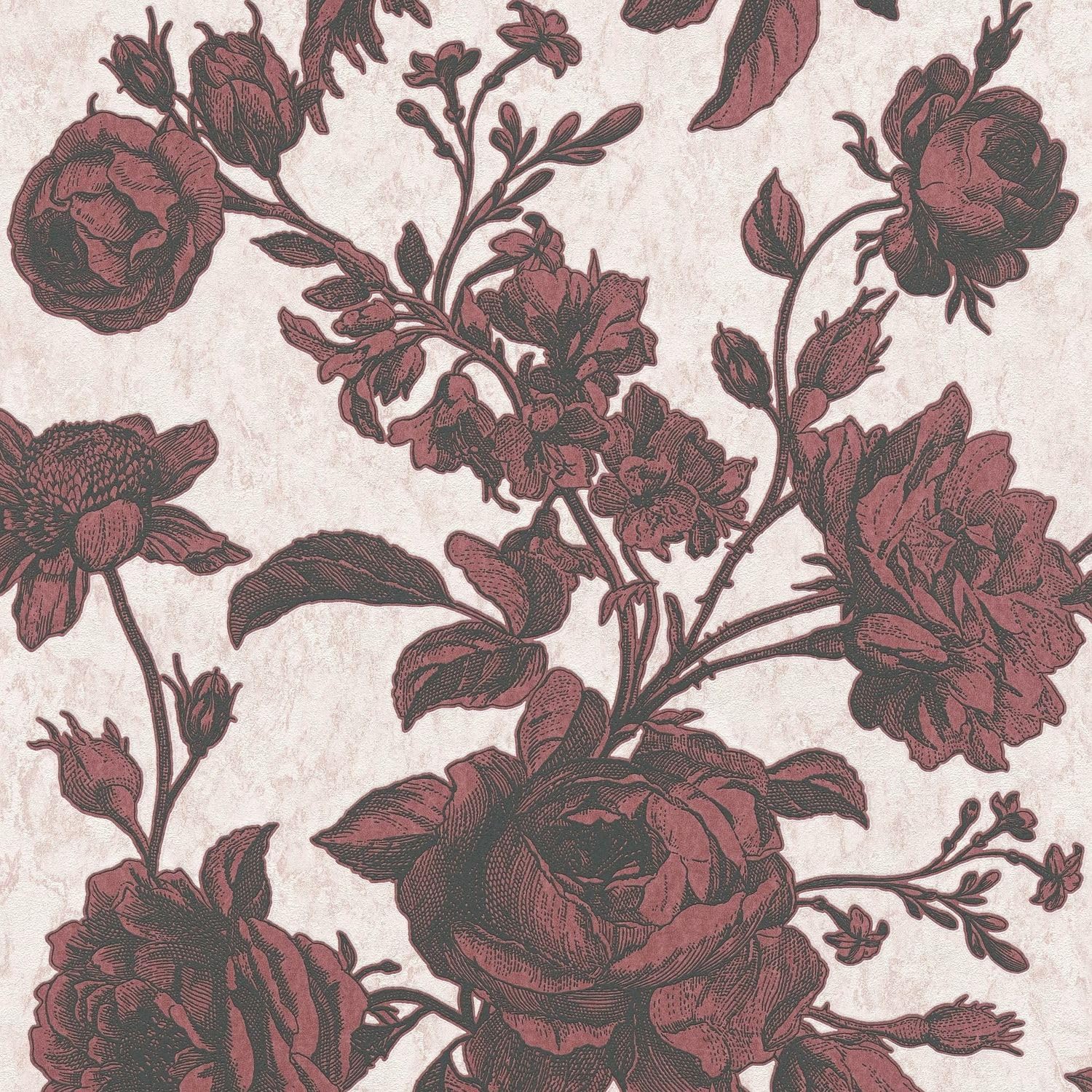 Papier peint Toile de Jouy rose noir rouge Profhome 387004-GU