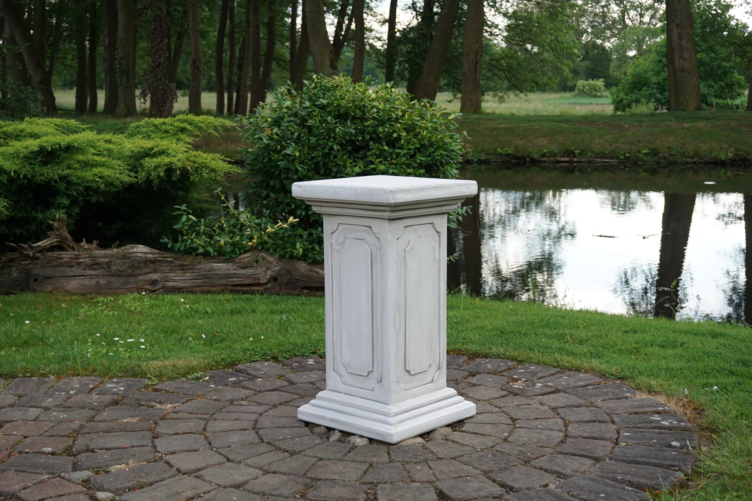 gartendekoparadies.de Klassisches Podest, Steinsockel, H. 72 cm, Stellfläche 39 x 39 cm, 100 kg, Grau, frostsicher aus Steinguss für Außenbereich