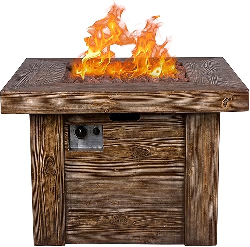 Shine Company Merida - Mesa cuadrada de 34.5 pulgadas para exteriores, 50,000 BTU, para exteriores con mesa de gas propano reforzado de vidrio