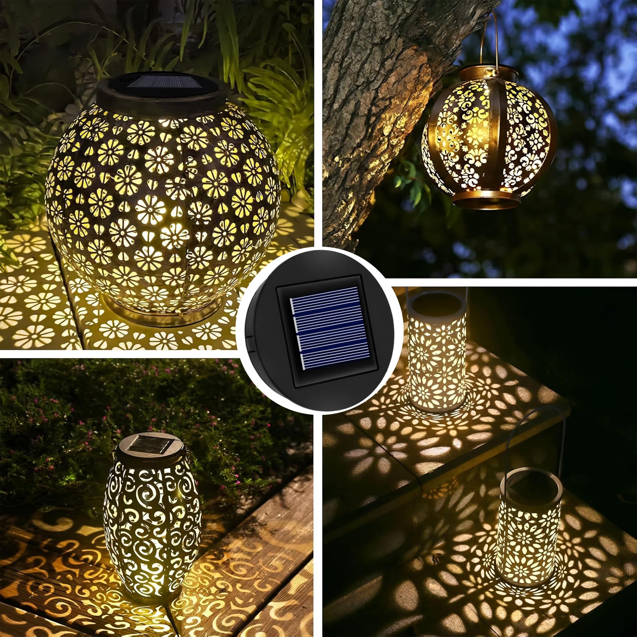 Solar Light Top 8cm for Outside Lanterns, 1.2V 600mAh, IP44 Solar Panels With Warm LED Light, Replacement Unit for Garden Lantern Lamp, 2PCS — view 8