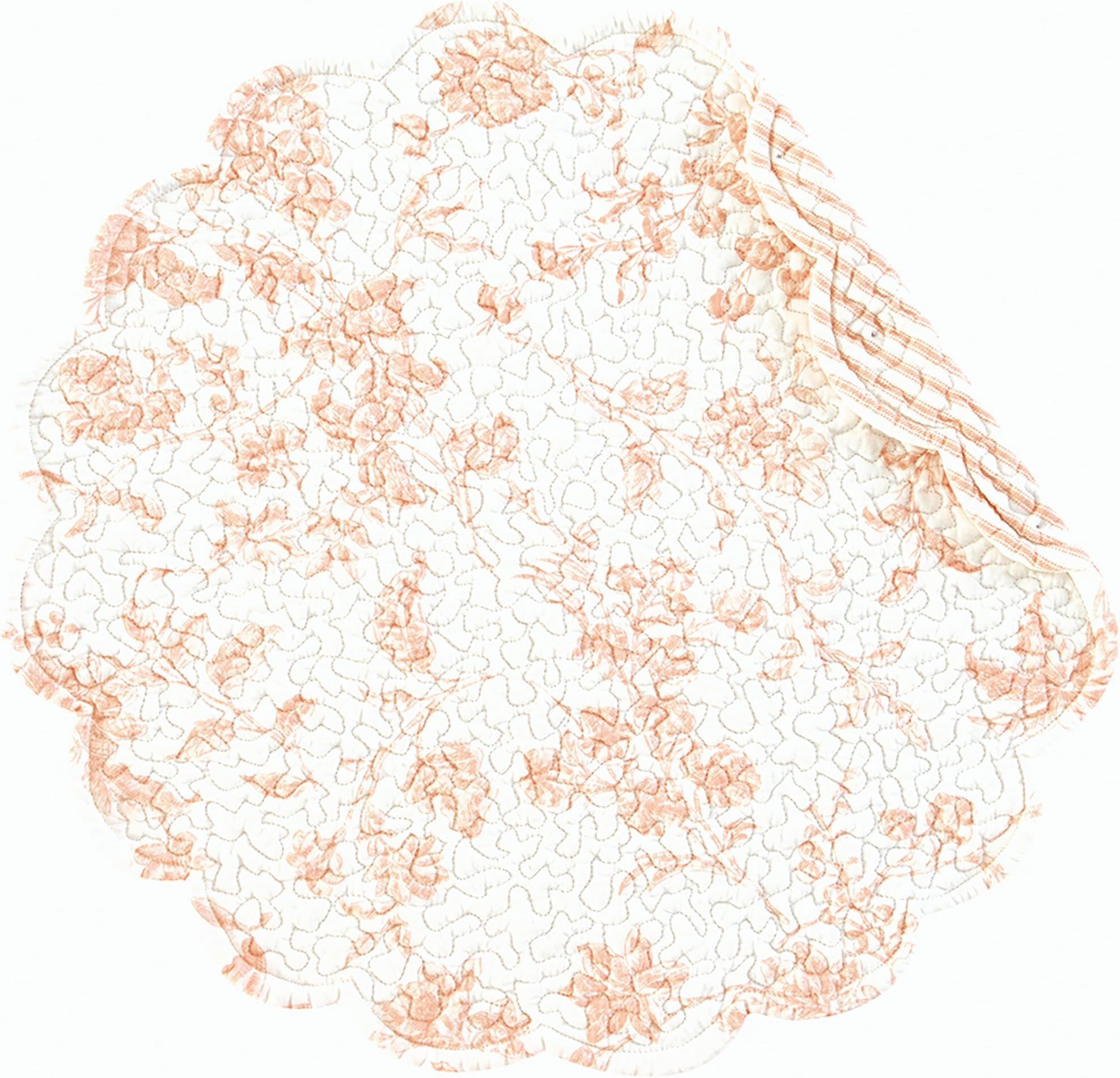 C&F Home Brighton Pink Round Cotton Quilted Placemat Set Of