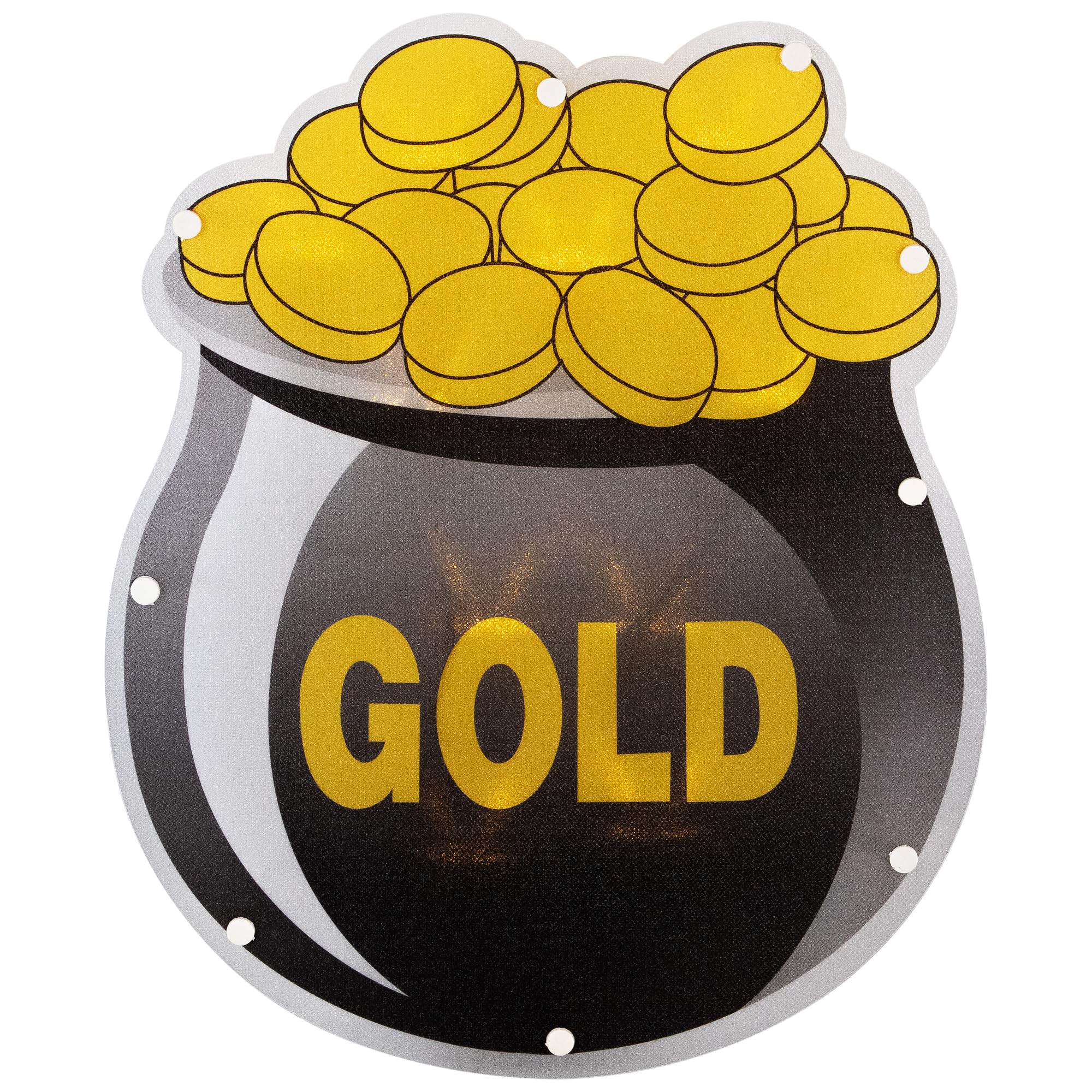 LED Lighted St. Patrick's Day Pot of Gold Window Silhouette - 12