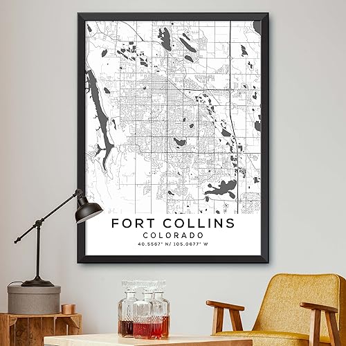 Mapa de Fort Collins, Colorado, Light 2 (12x16)