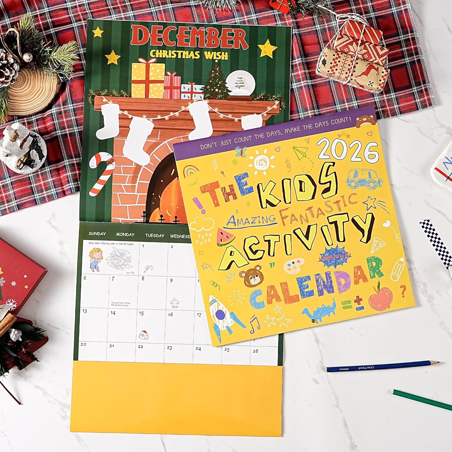 2026 Kids Calendar - Fantastic Amazing Marvelous Activity Wall Calendar for Kids, Jan. 2026 - Dec. 2026, Toddler Calendars for Home/Classroom, 12 Different Theme Games, Stickers and Storage Pocket - Image 2