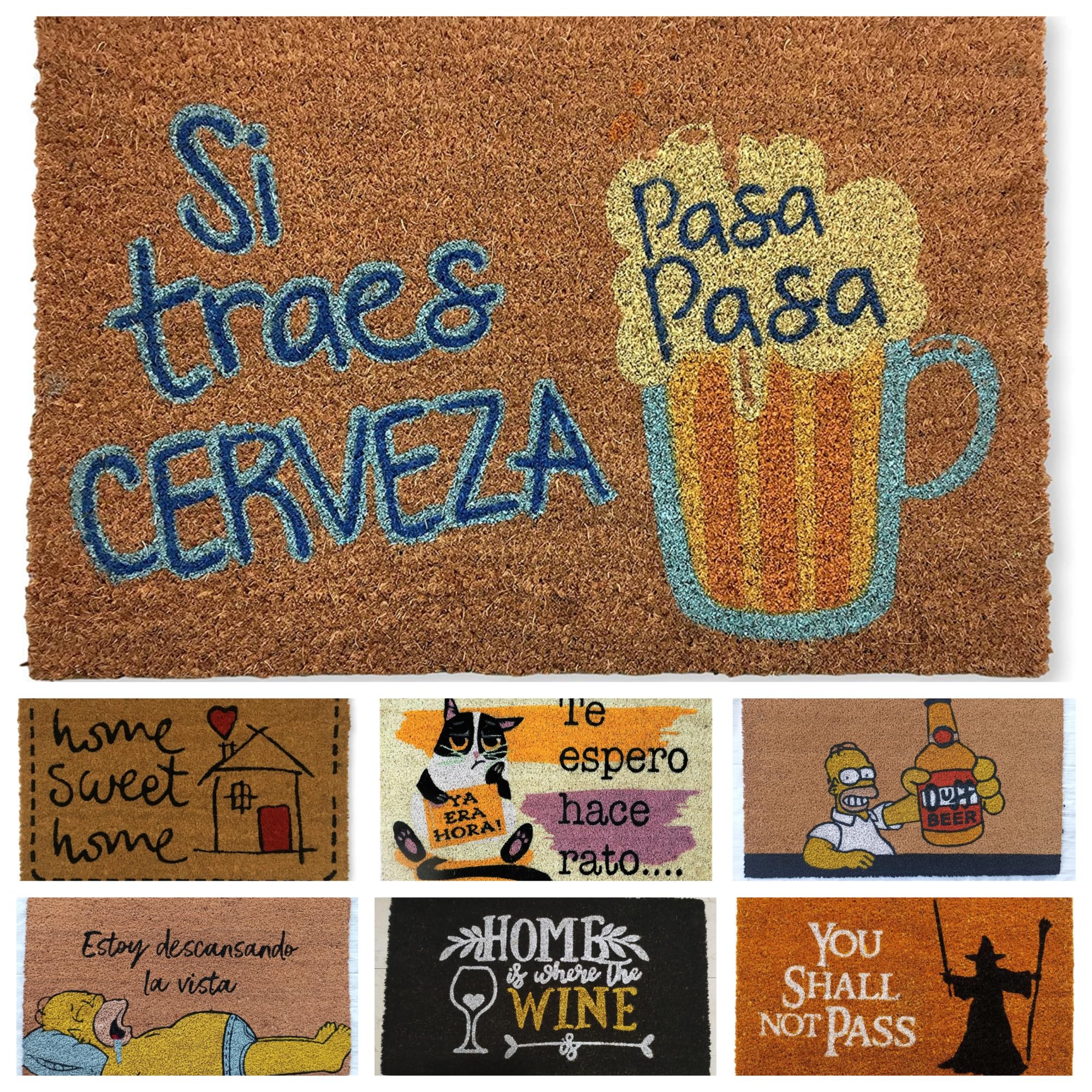 DONATELLA Felpudo Coco Dibujo - Cerveza, 40x70 cm