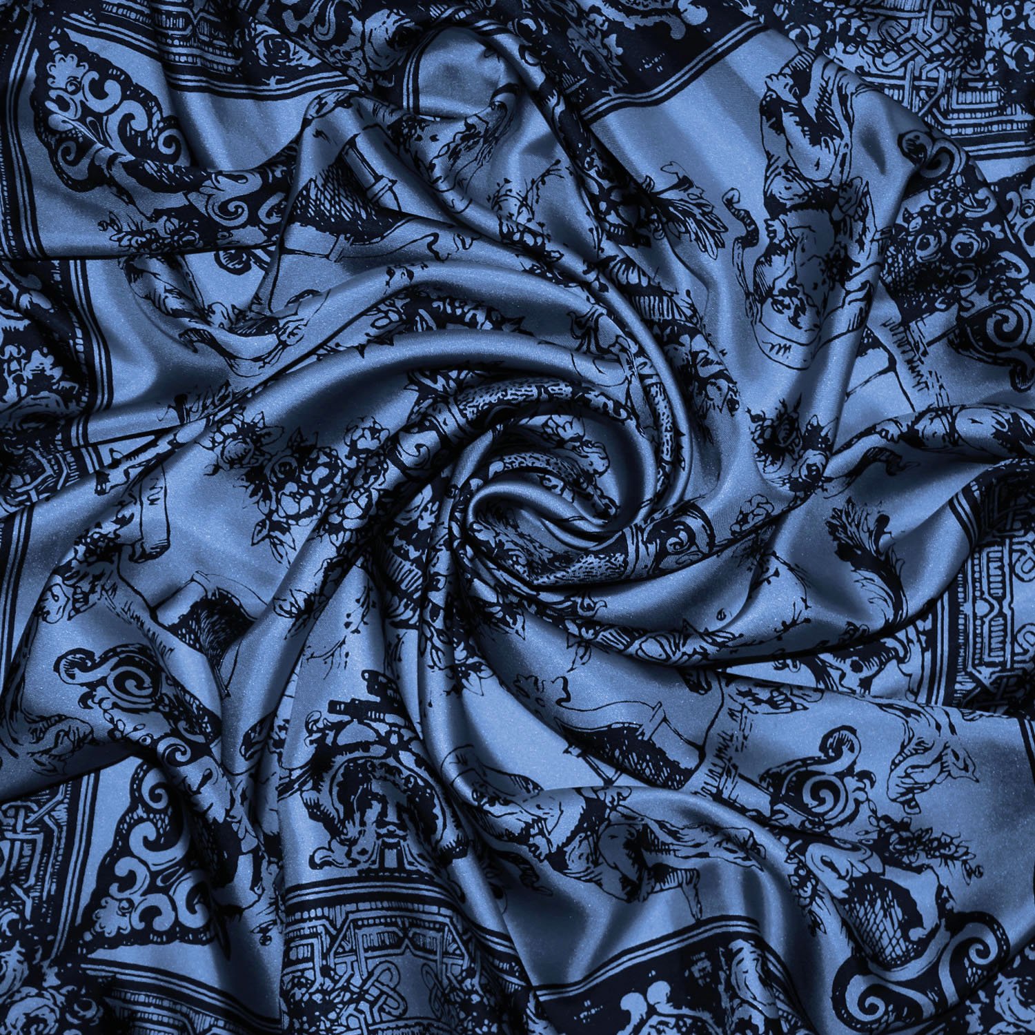 LORENZO CANA -Foulard pour la femme – écharpe de 100% soie pour le printemps et l´été, carré avec les mesures de 90 x 90 cm – une sensation de luxe en bleu noir