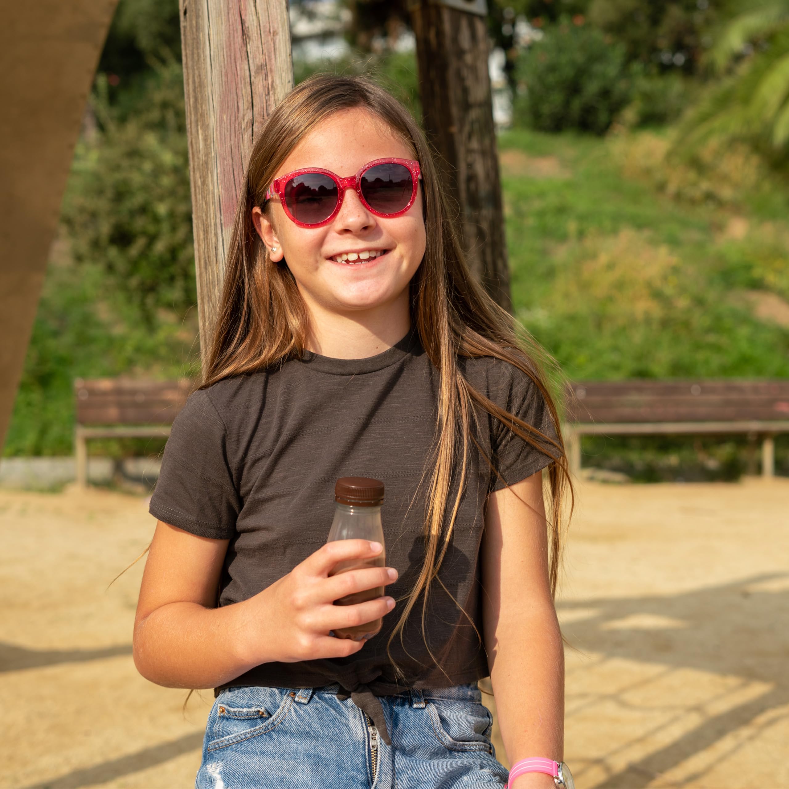 Kiddus Lunettes de Soleil Fille 6-9 Ans Enfant Polarisées UV400 CAT3, Protection 100% UVA UVB, Design Européen, Légères pour École et Plage, Certification CE ISO REACH