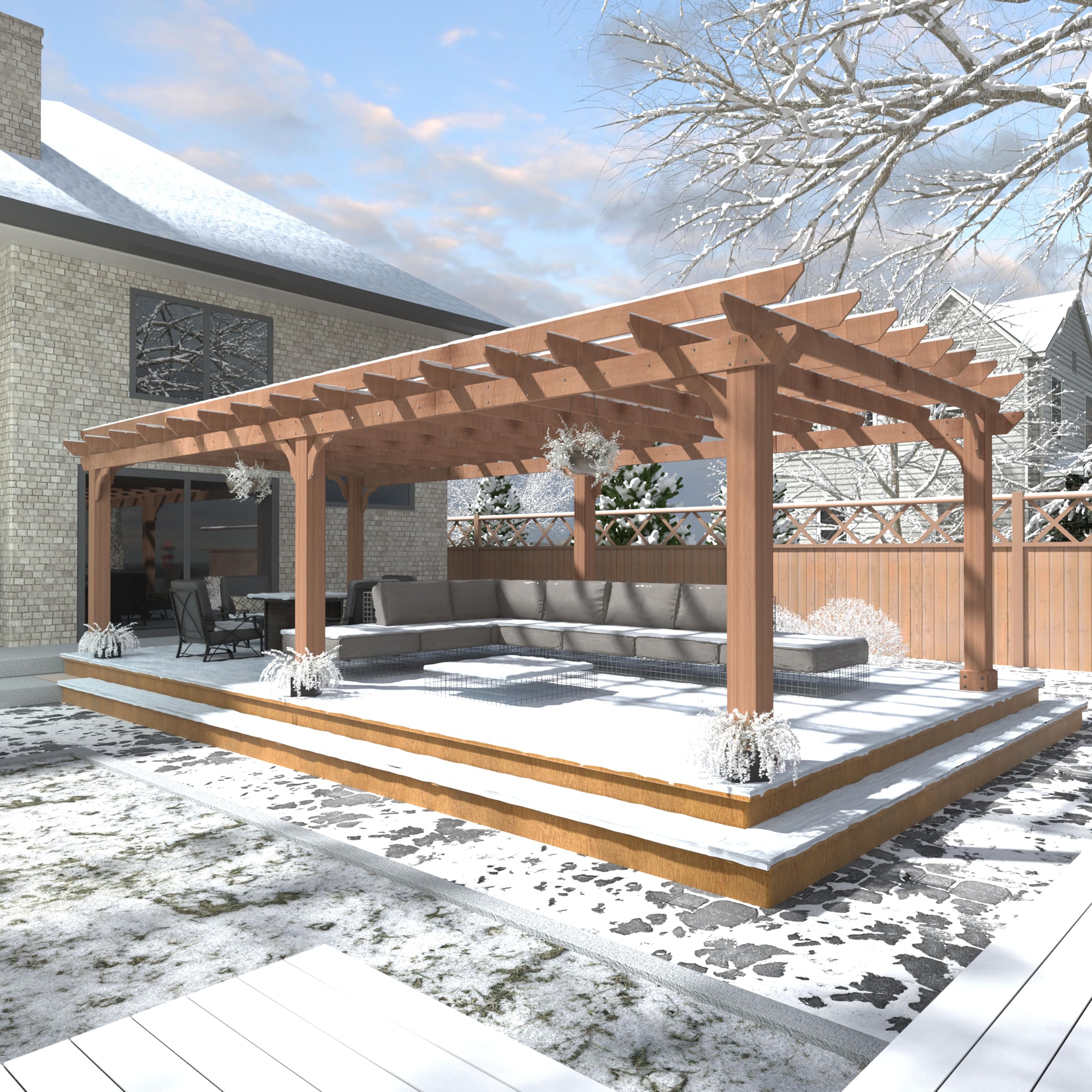 BlueWish 12x20 Cedar Wood Pergola