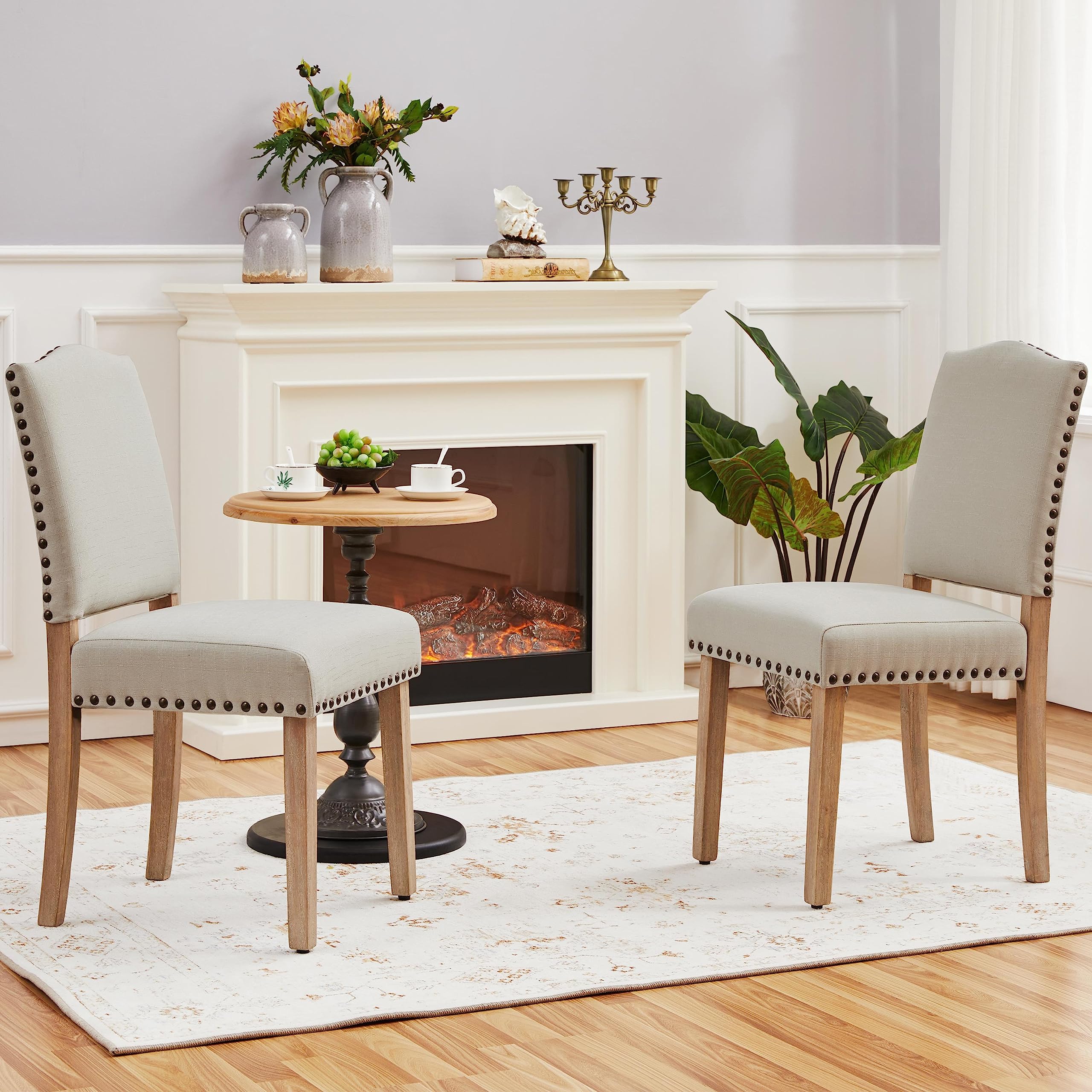 Yaheetech 2er Set Esszimmerstühle Stühle gepolstert, Modern Küchenstuhl bequemer Polsterstuhl, belastbar bis 136 kg, fürs Esszimmer/Küche/Wohnzimmer, beige