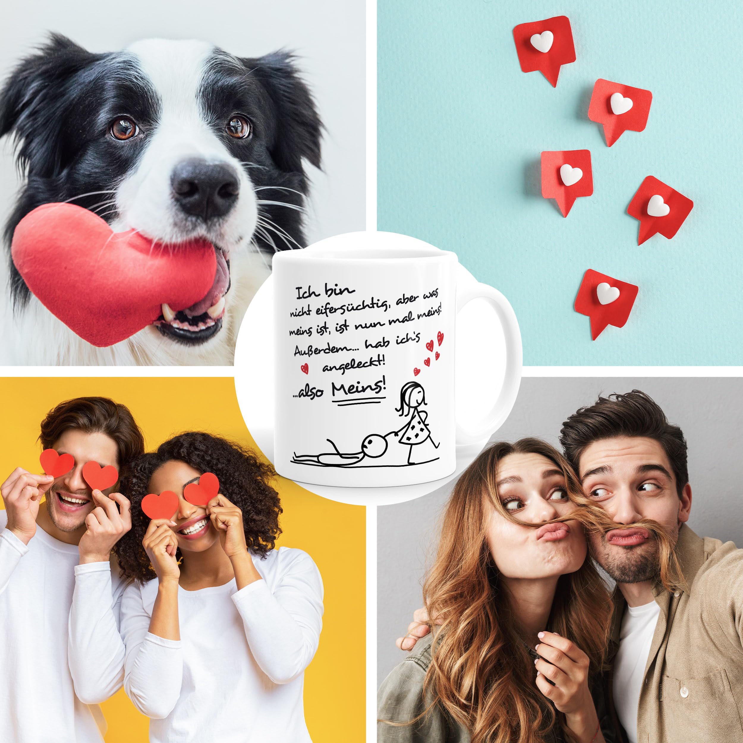 Moonworks® Tazza di caffè Tutto è iniziato con un Mi piace in un incontri app regalo amore San Valentino anniversario bianco interno nero standard