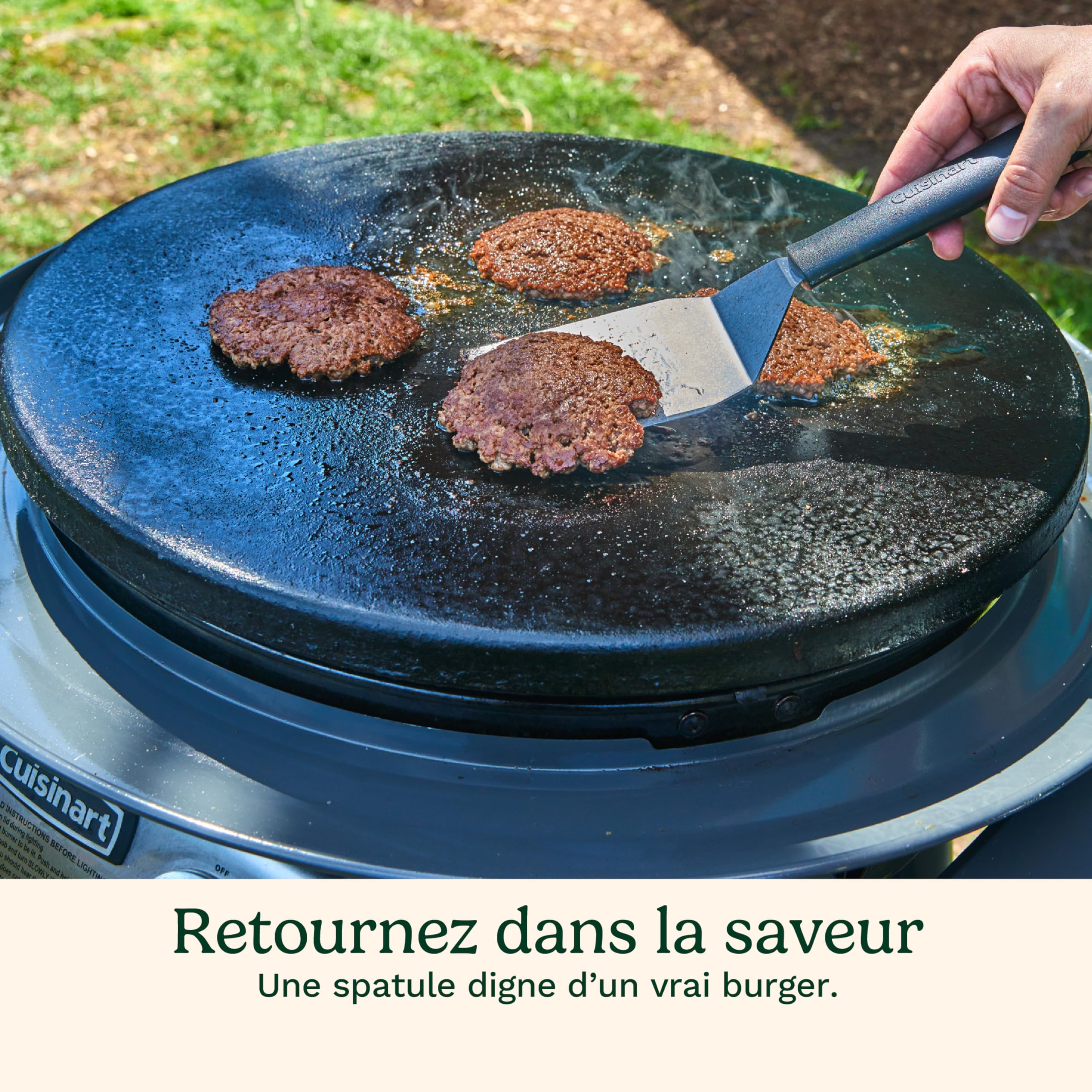 Cuisinart kit Presse à Burger Fonte 17 cm. Presse Smash Burgers avec spatule et Feuilles antiadhésives. Lourde pour Bords croustillants. BBQ, plancha, poêle, Indoor/Outdoor.