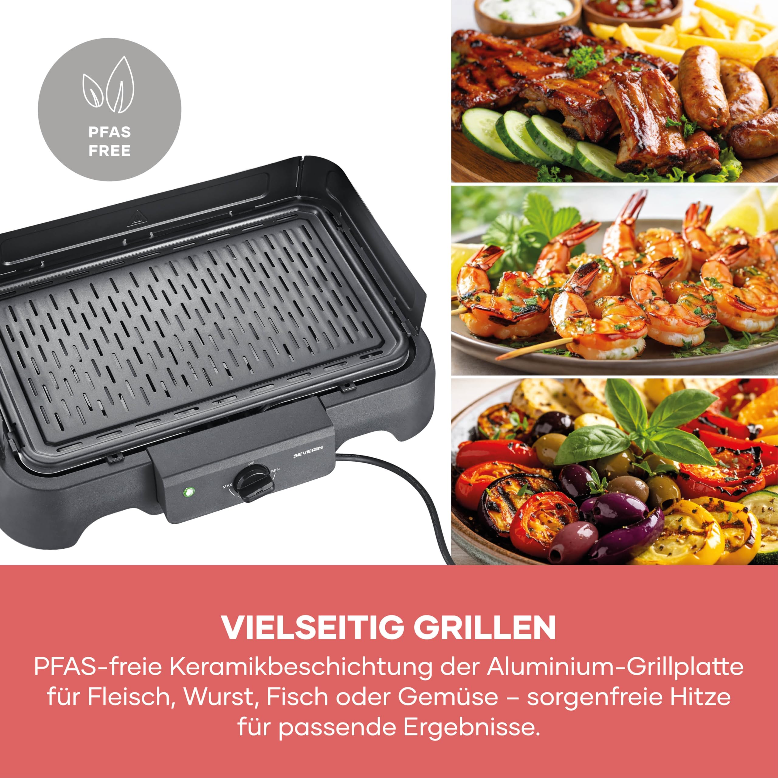 Severin Tischgrill 2000W 40-220°C 39x23cm schwarz