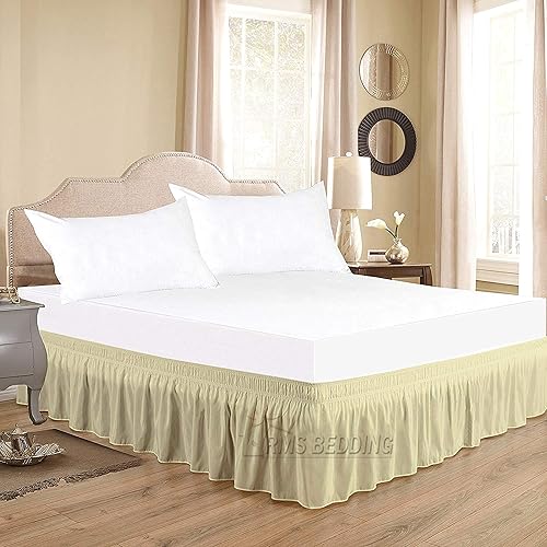 Miniatura 2 de Faldas de cama envolventes con cinturones elásticos ajustables de tres lados de tela, fácil ajuste, resistentes a las arrugas y a la decoloración,