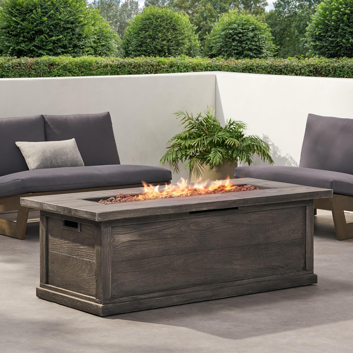 Anchorage 56¡¯¡¯ Wood Rectangular MGO FIRE Table Grey - 50,000 BTU