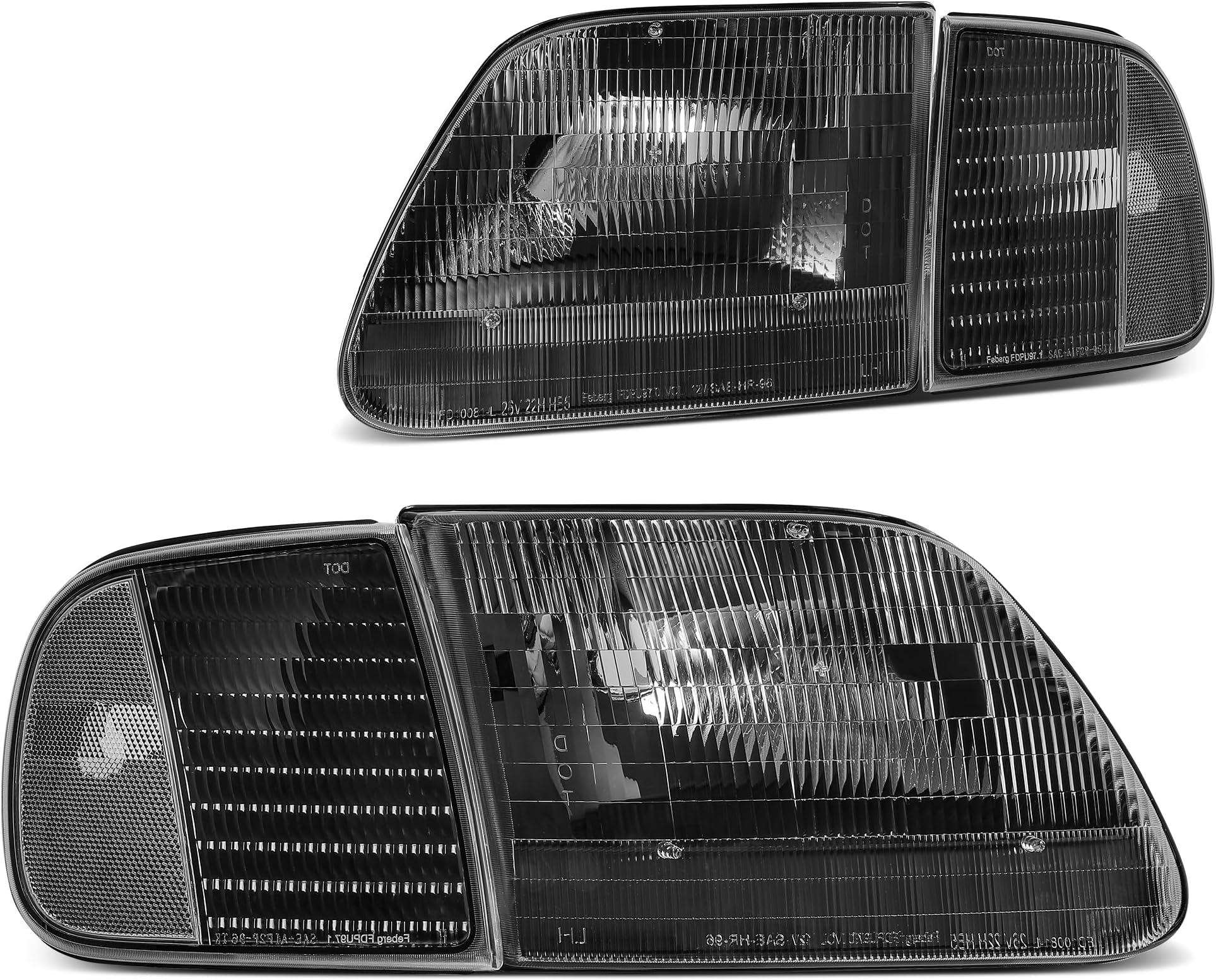 DWVO Headlight Assembly Compatible with 1997-2003 Ford F-150/2004 Ford F-150 Heritage/1997-2002 Ford Expedition Black Housing Clear Reflector Clear LensRecycled Claim Standard Blended