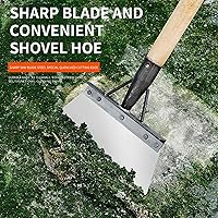 Vista 3 de Pala de limpieza de jardín multifuncional, pala plana cuadrada para jardín, pala plana de acero al manganeso, pala plana de acero al aire libre