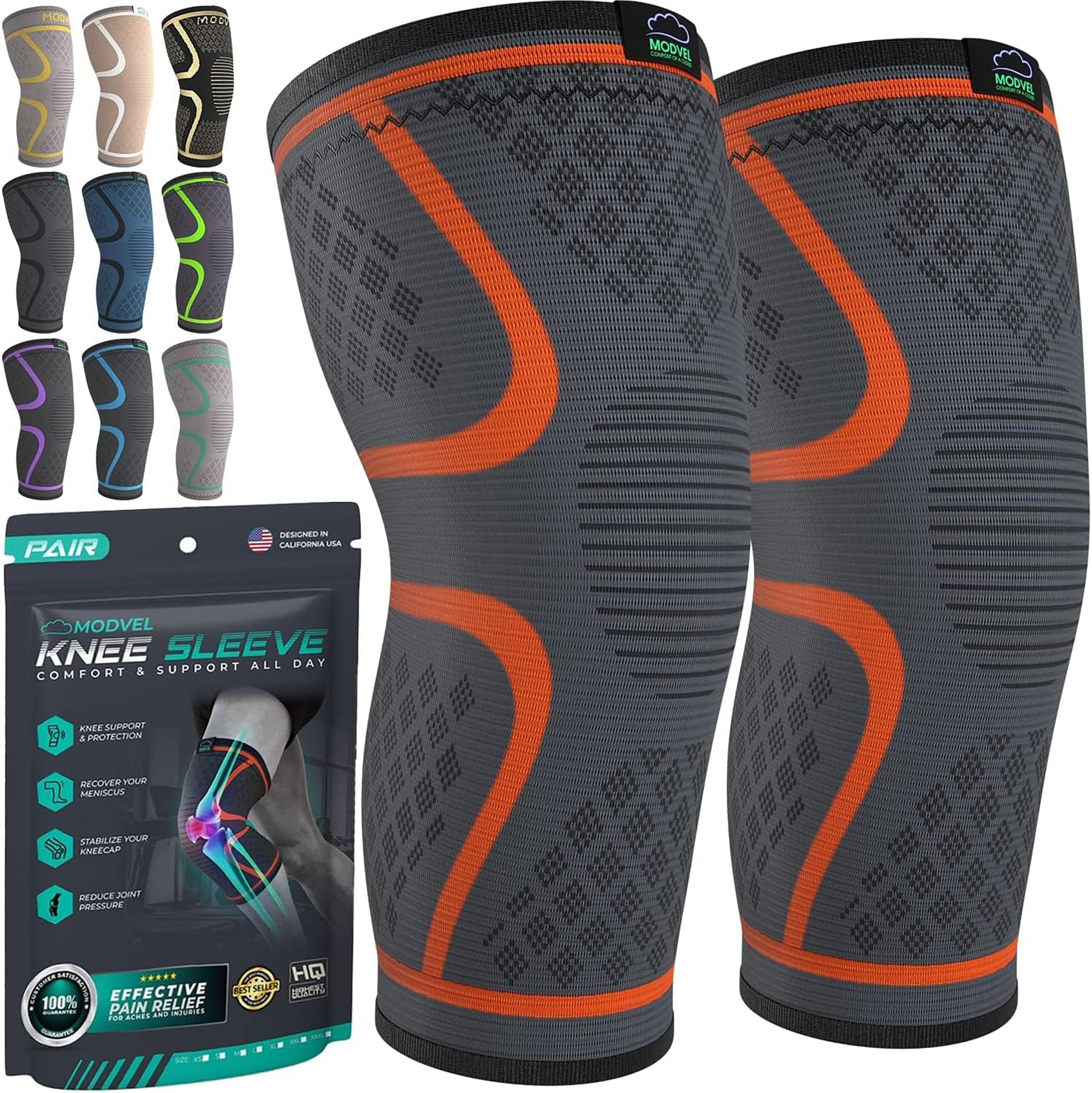 MODVEL Paquete de 2 rodilleras de compresión para hombres y mujeres, rodilleras para correr, ortopédicas para el alivio de rotura de menisco, artritis y malestar articular (XXXL) — view 9
